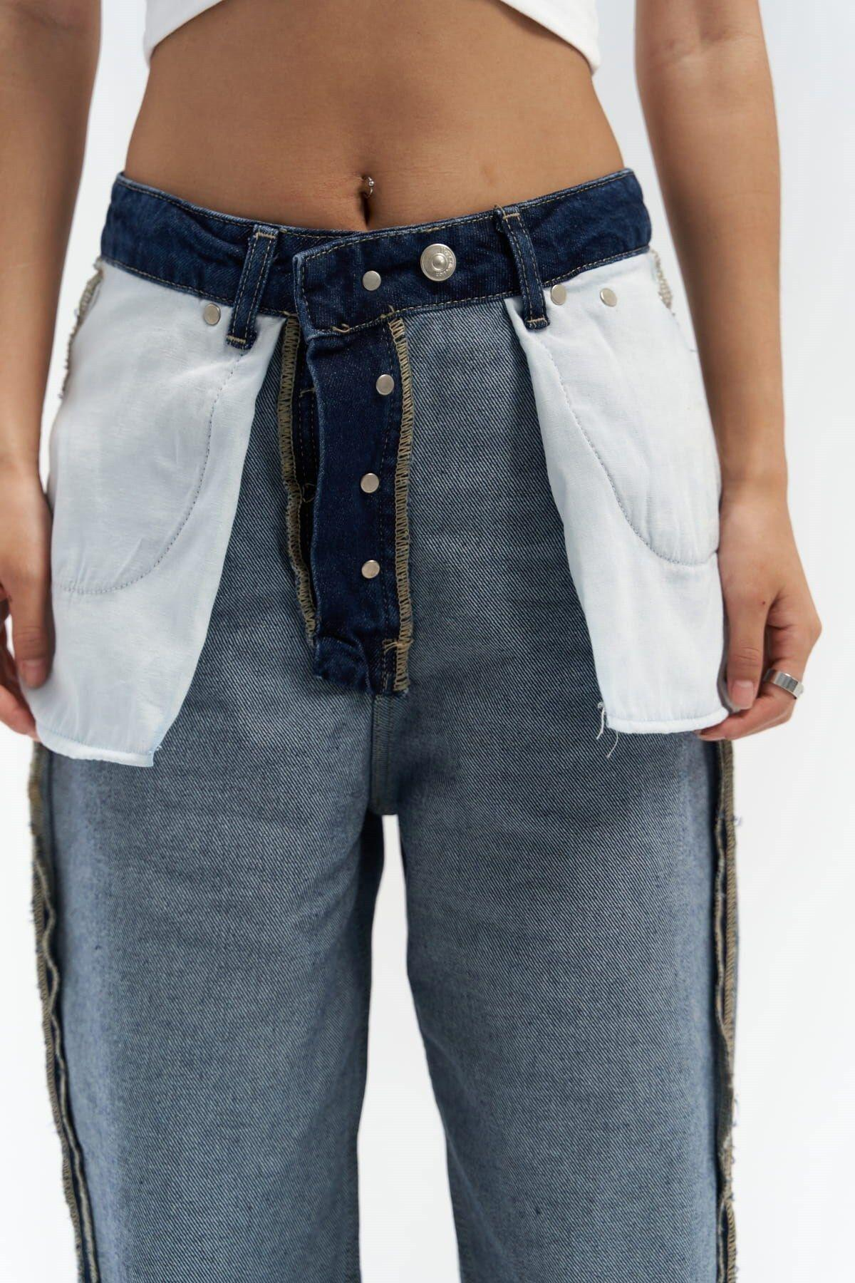 Remain Koyu Mavi Ters Jean Pantolon