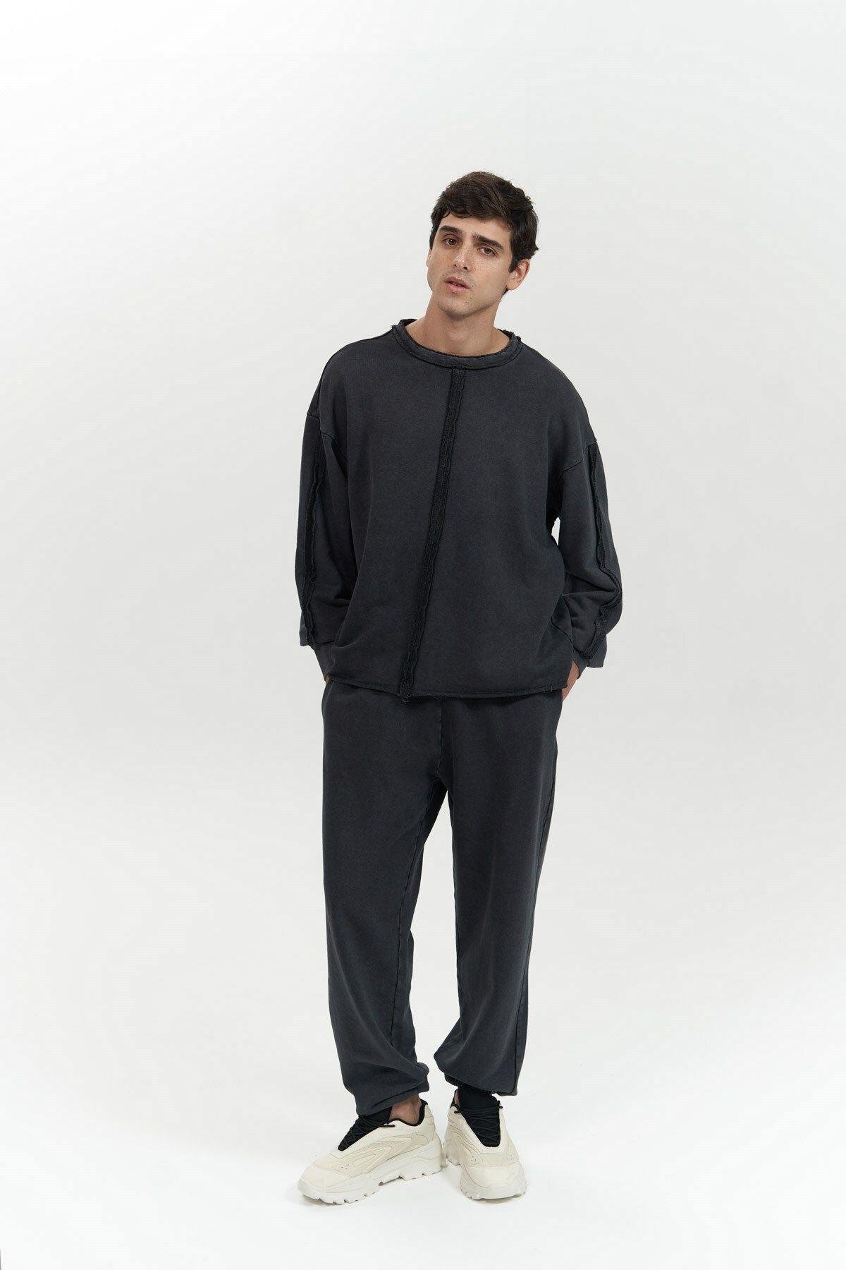 Renee Yıkamalı Siyah Erkek Eşofman Takım