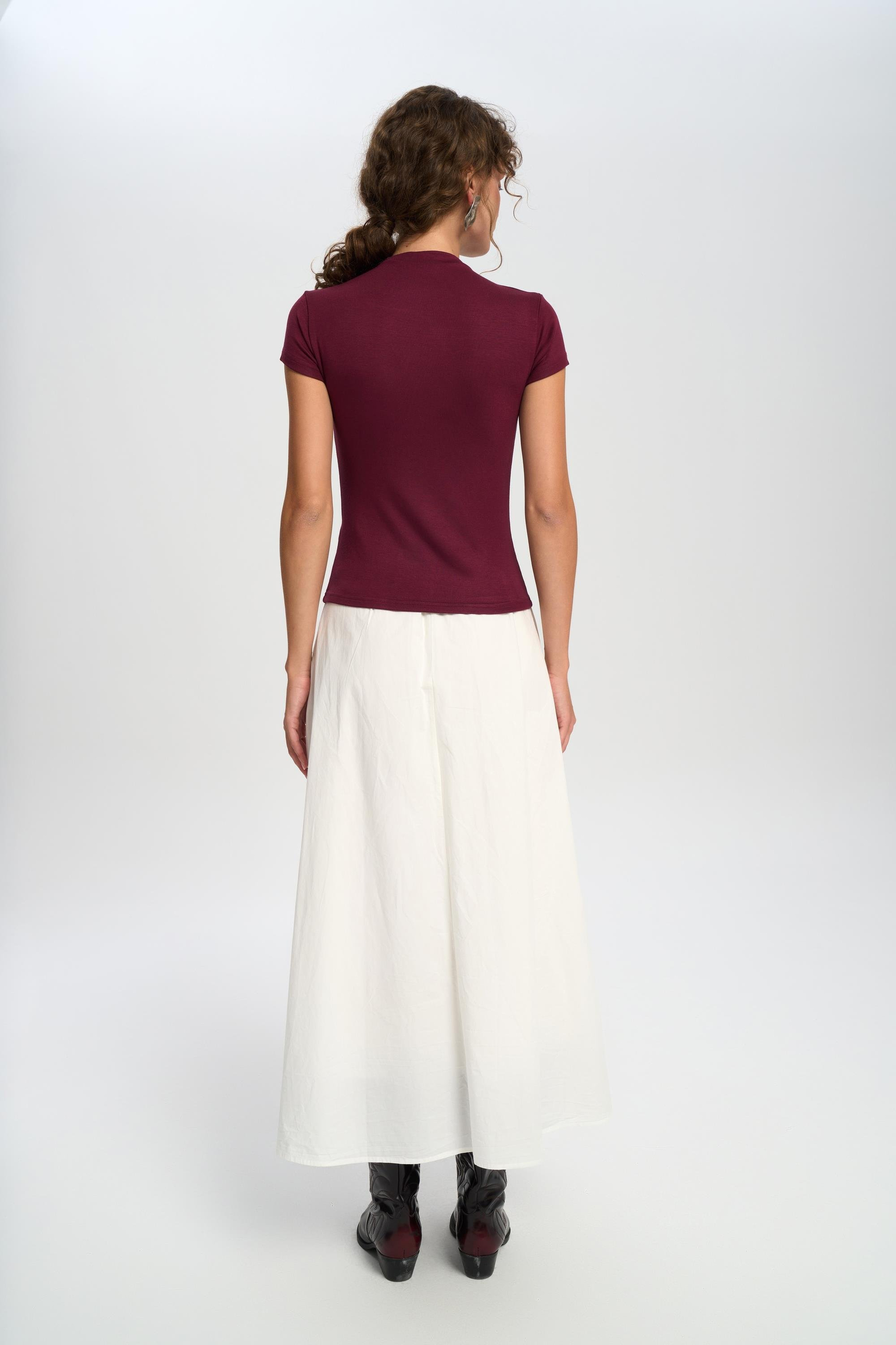 Rhea Bar Detail Long Ecru Skirt