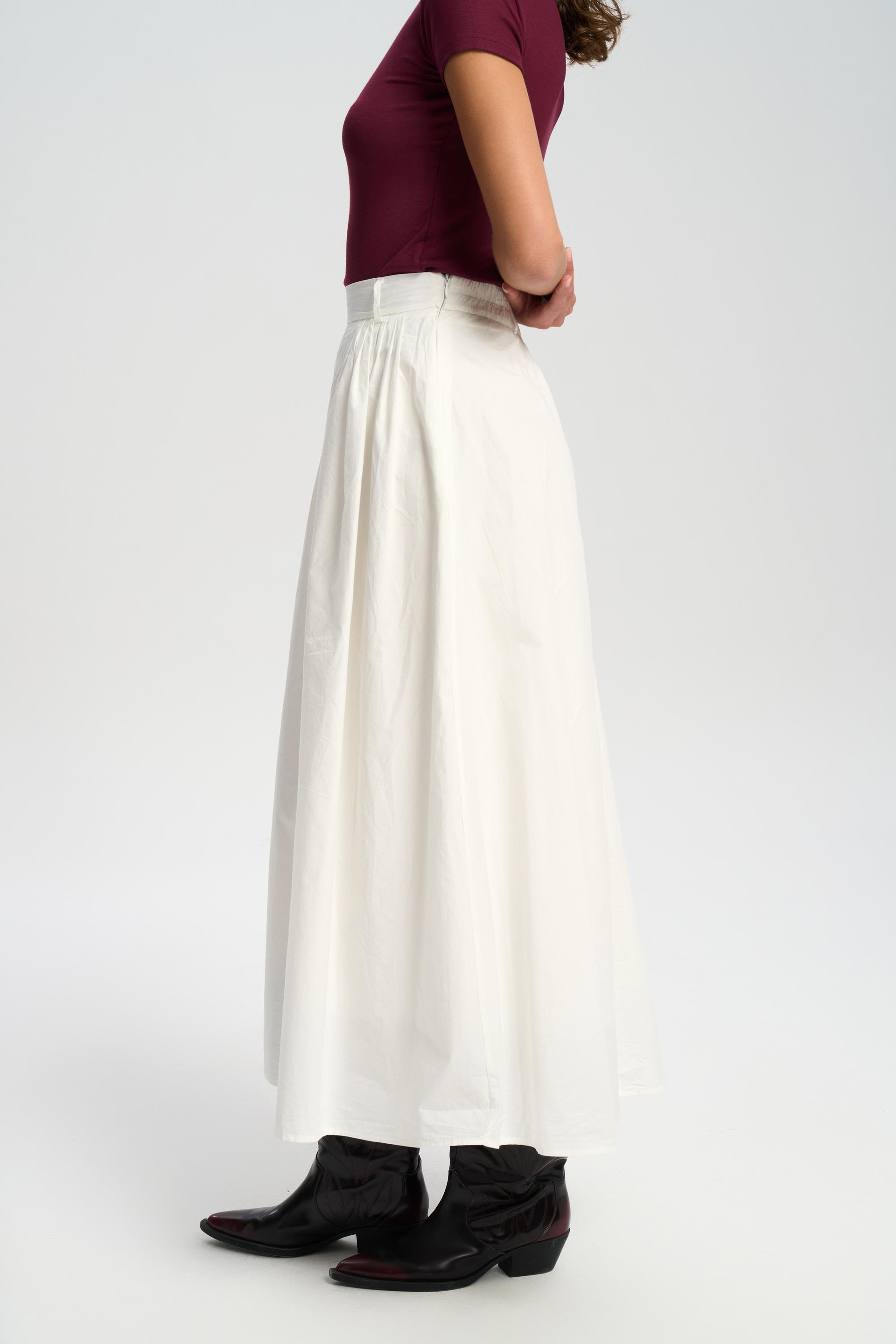 Rhea Bar Detail Long Ecru Skirt