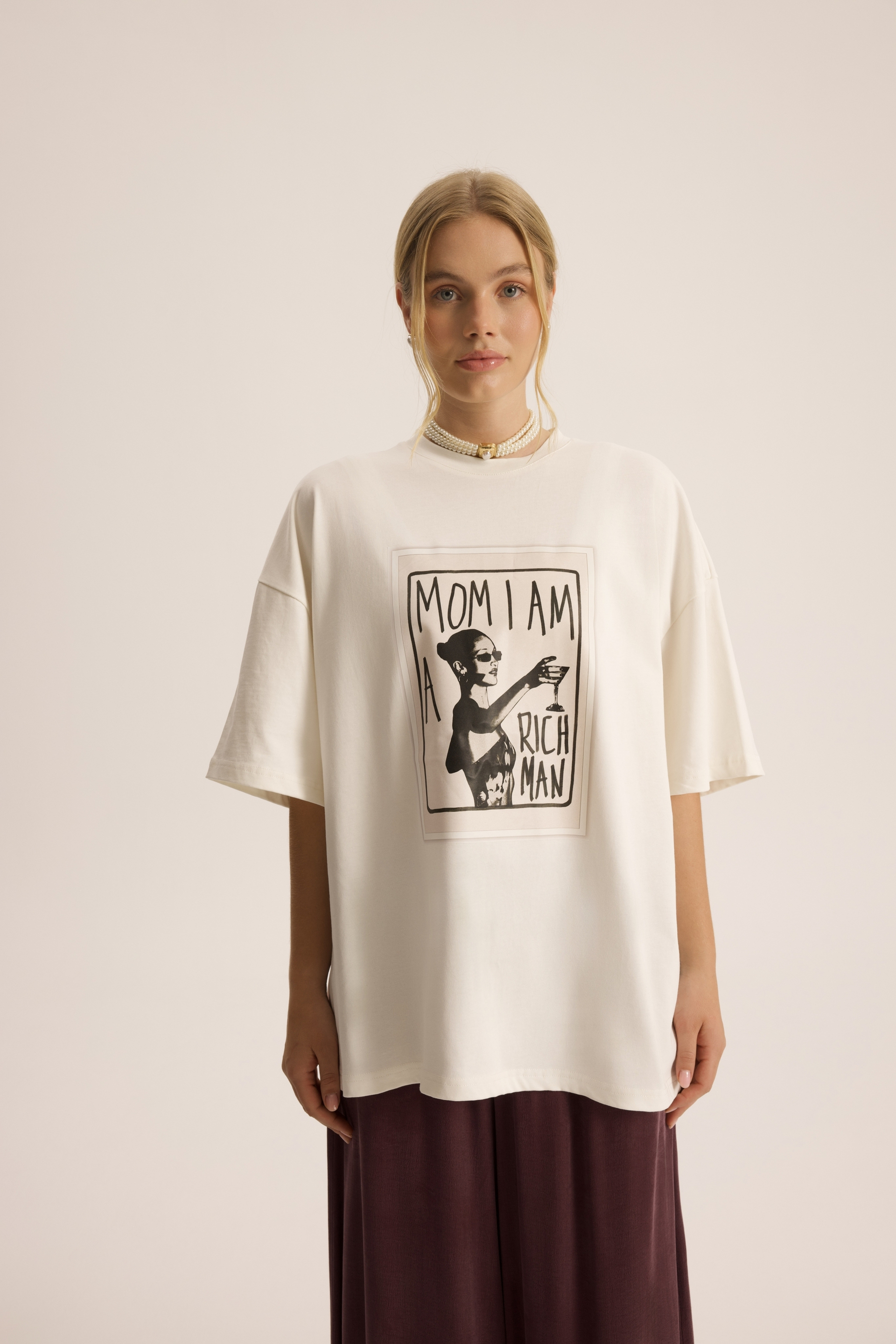 Rich Woman Oversize Beyaz T-Shirt