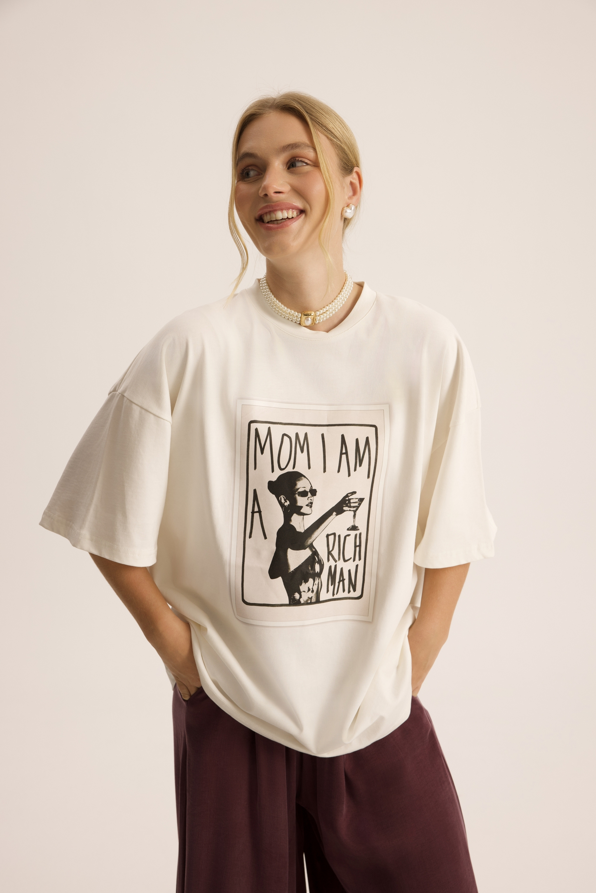 Rich Woman Oversize Beyaz T-Shirt