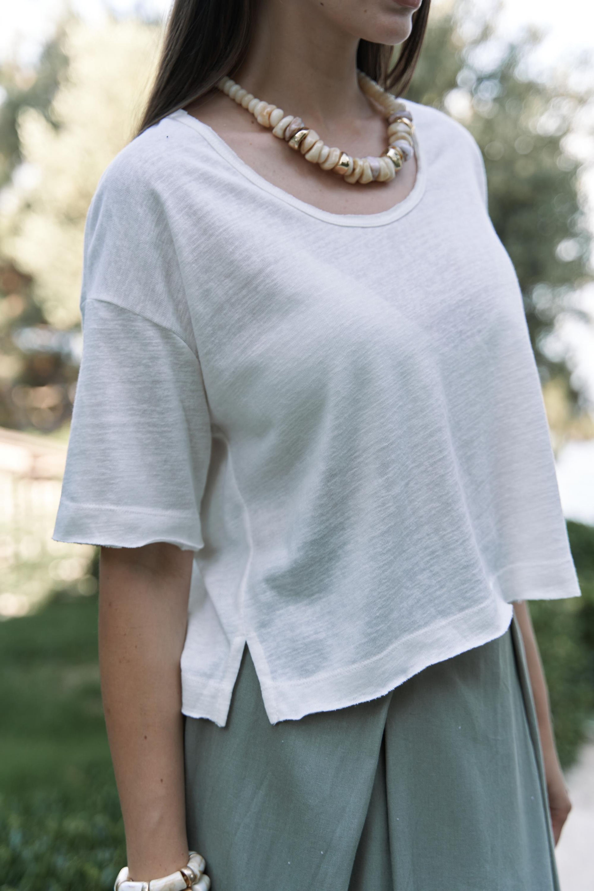 Ripley Yarım Kol Ekru T-Shirt