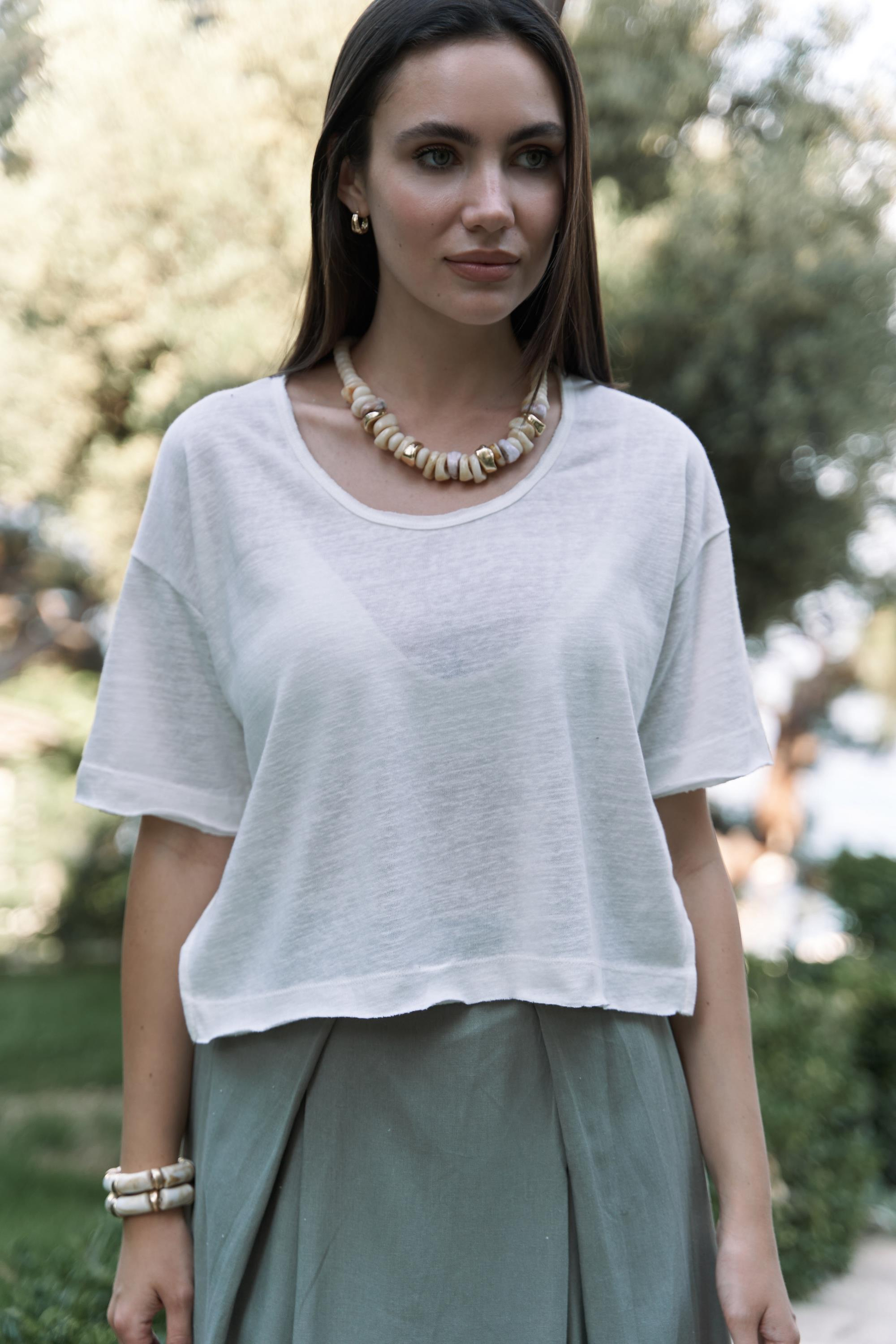 Ripley Yarım Kol Ekru T-Shirt