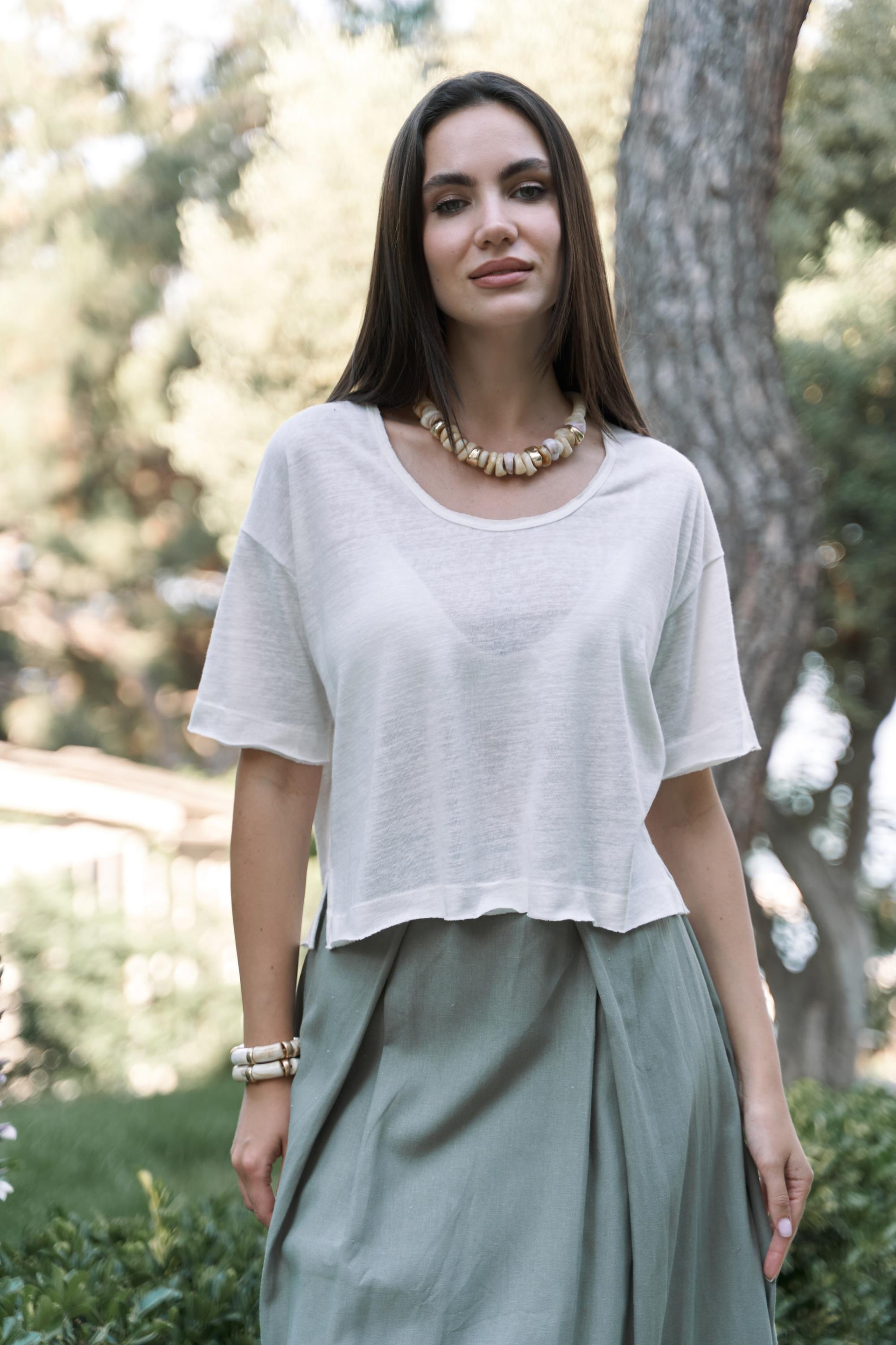 Ripley Yarım Kol Ekru T-Shirt