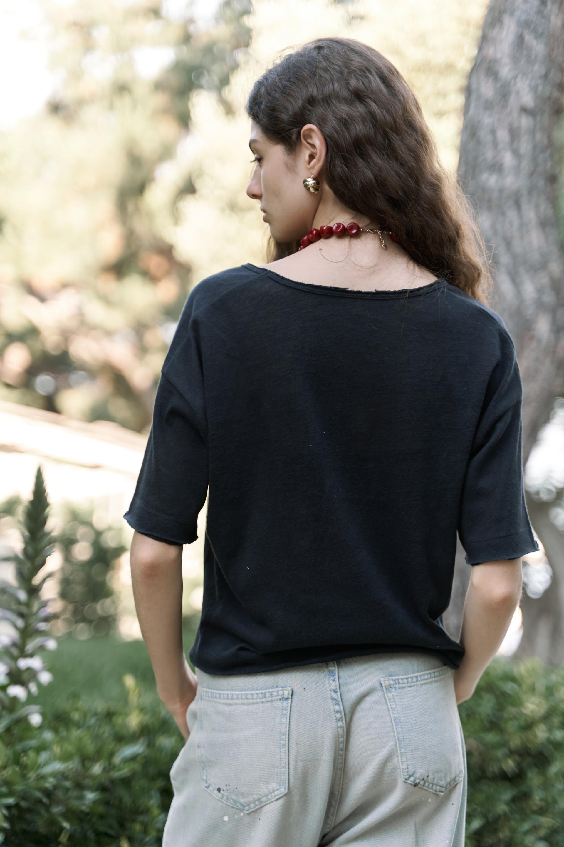 Ripley Yarım Kol Siyah T-Shirt