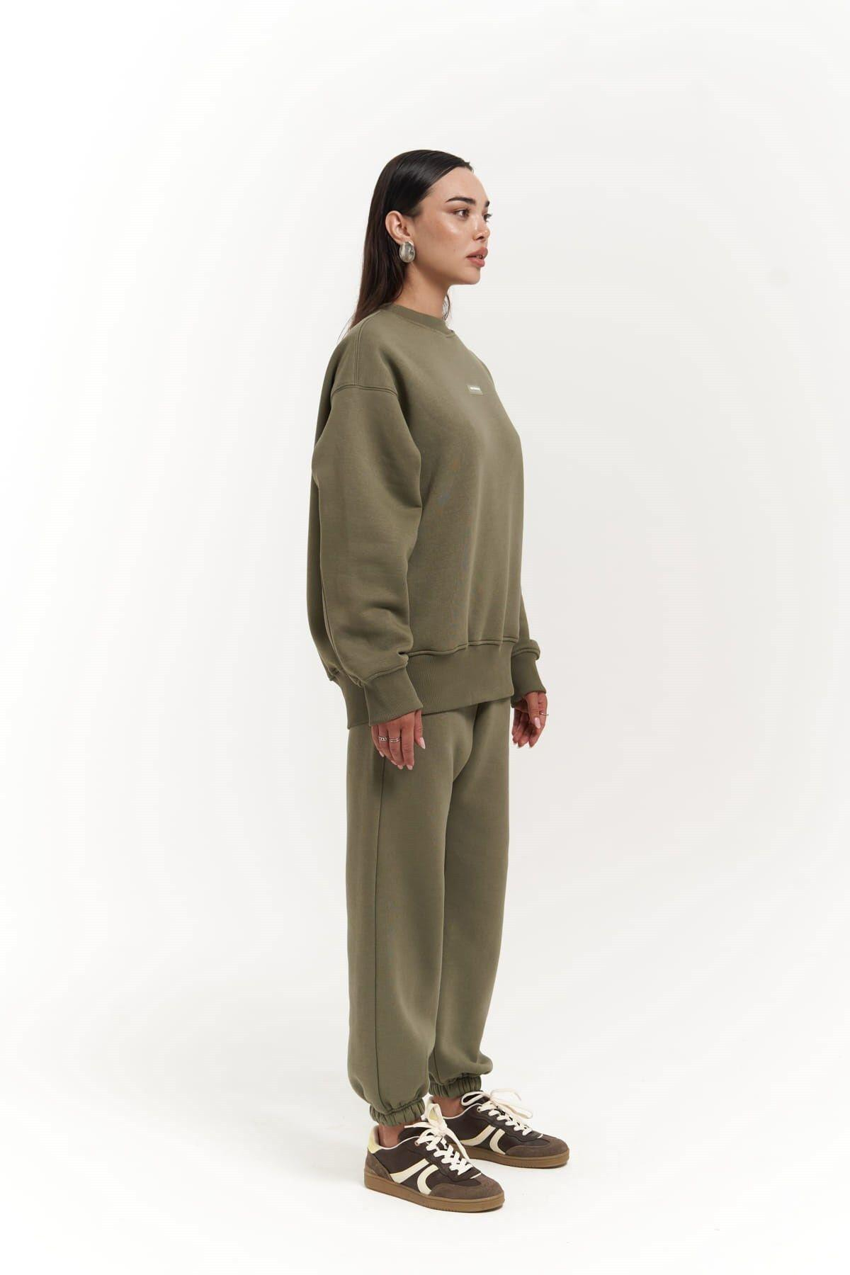 Romana Crew Neck Soft Khaki Tracksuit
