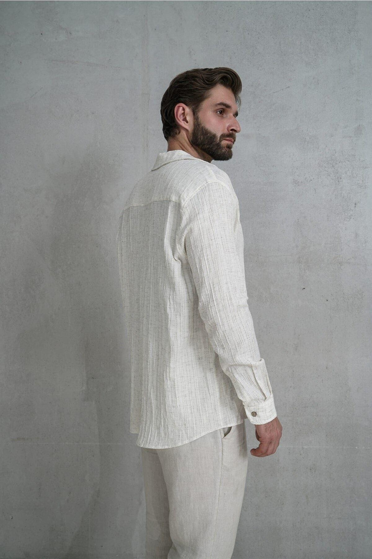 Russel Erkek Oversize Bej Gömlek