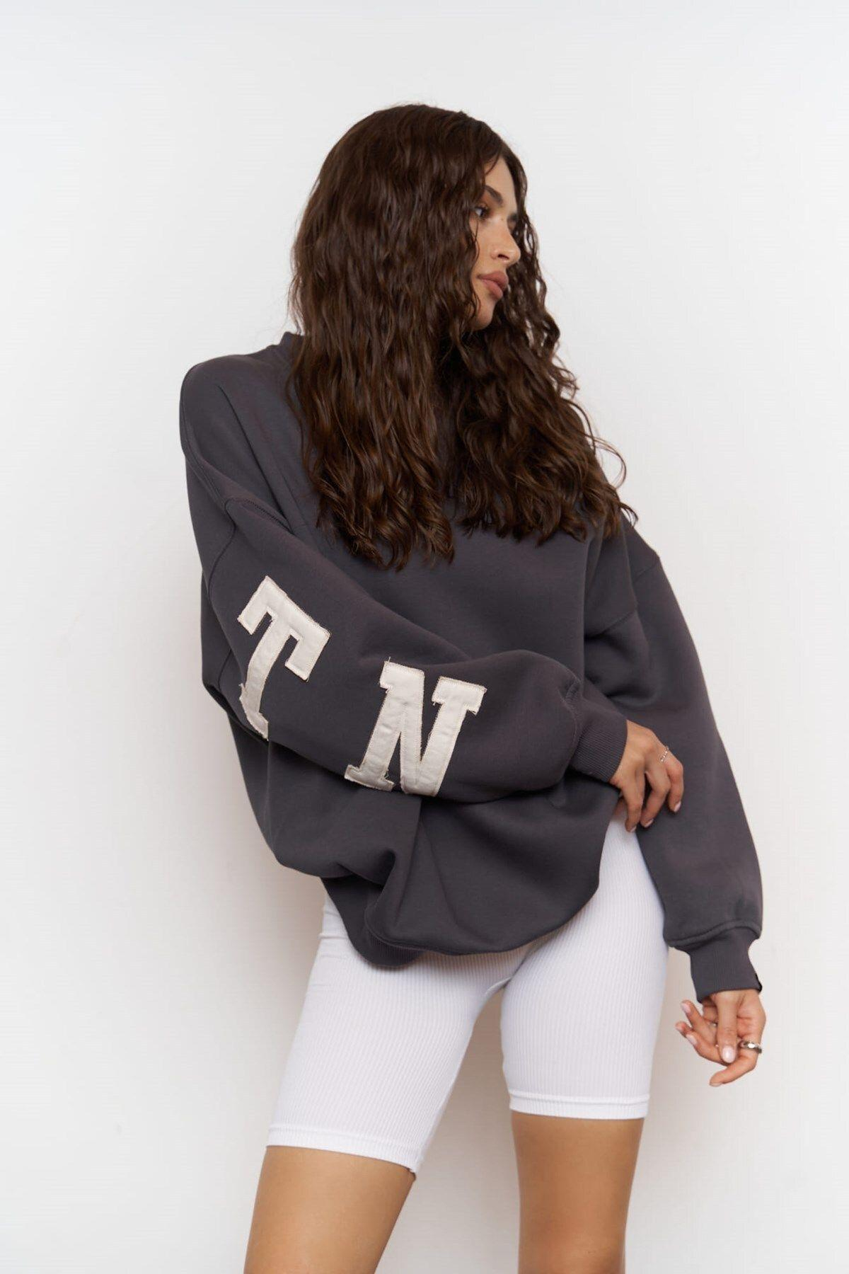 Saddle Anthracite Oversize Sweatshirt