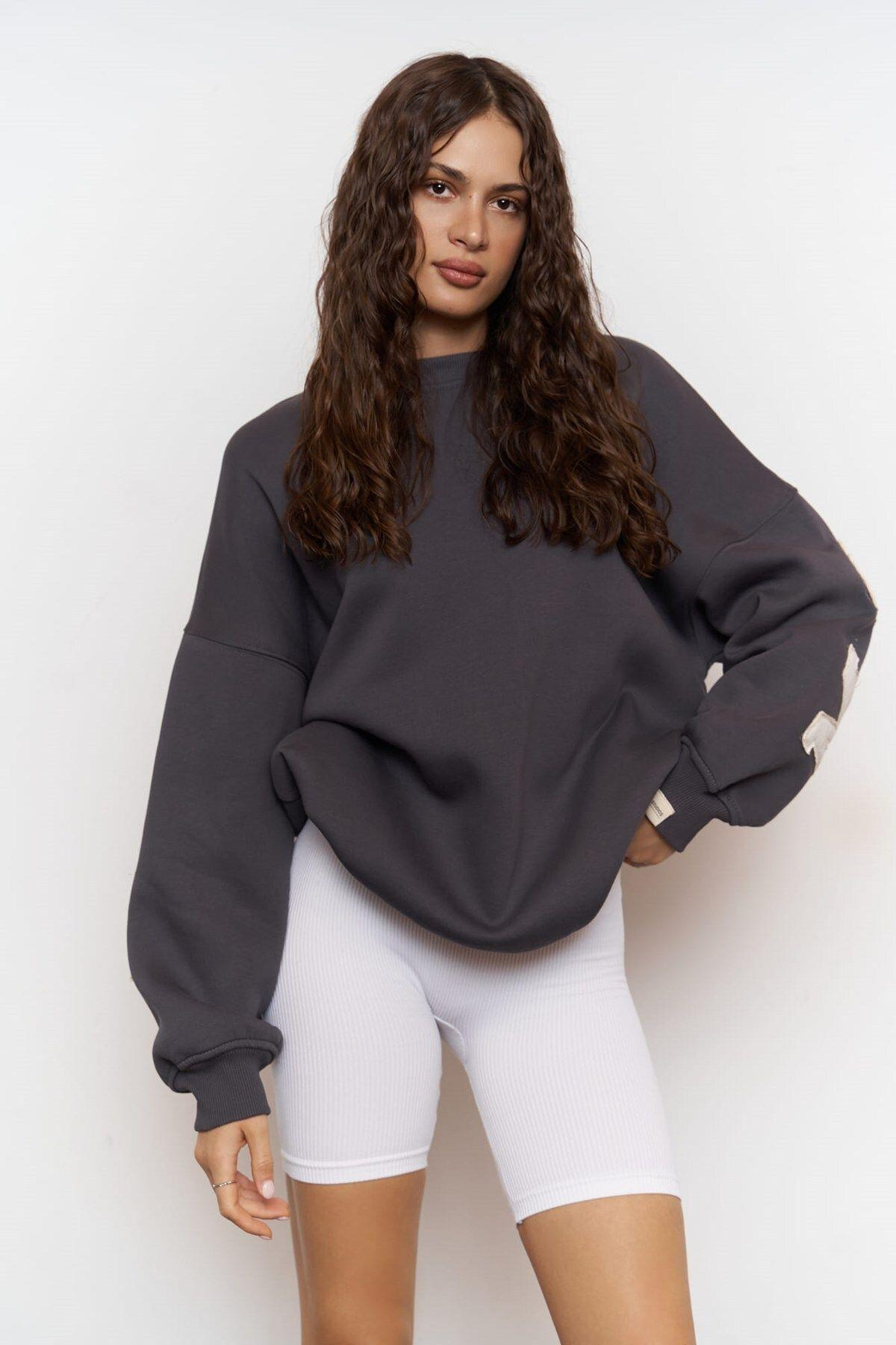 Saddle Anthracite Oversize Sweatshirt