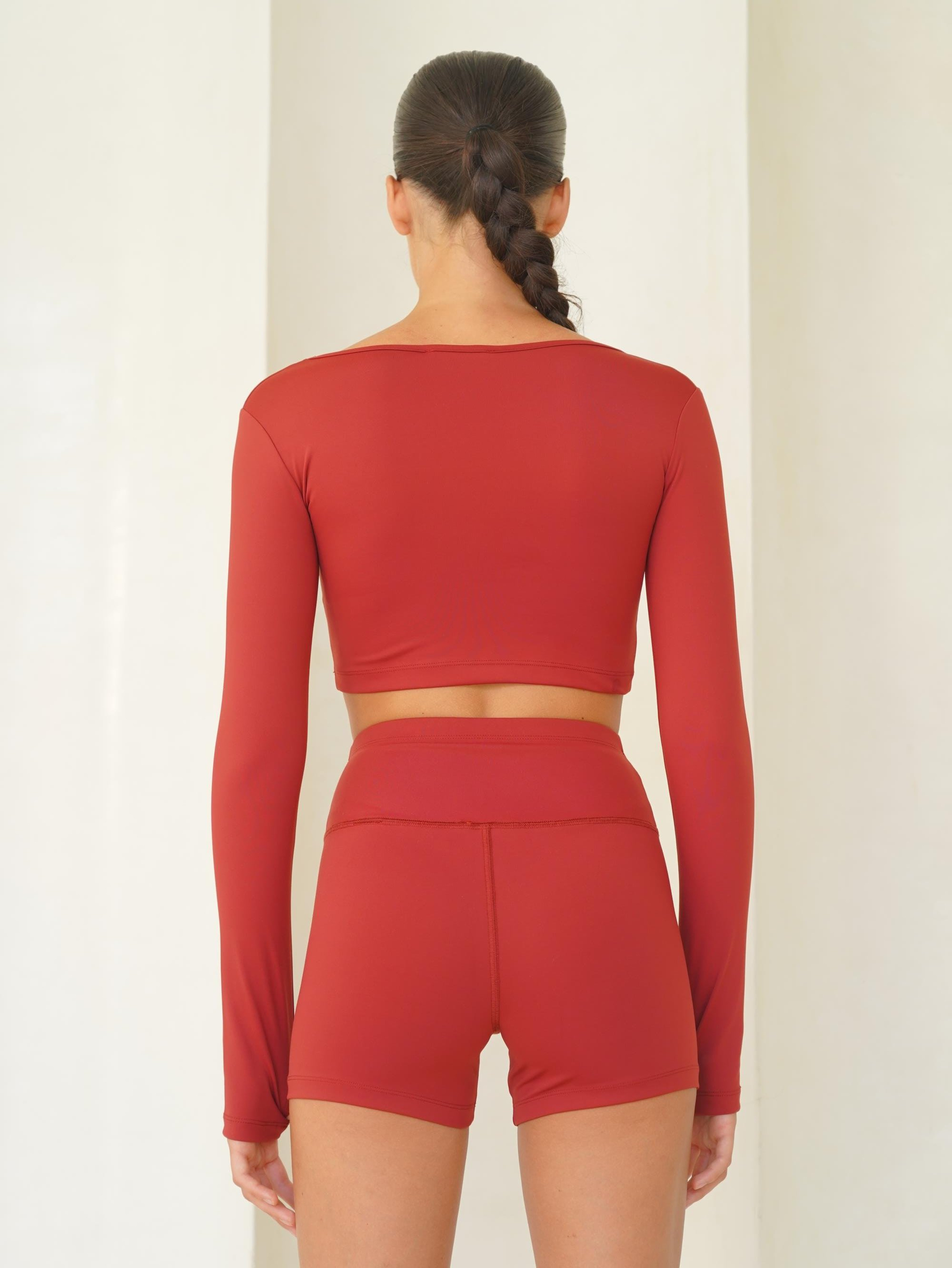 Samadhi Uzun Kollu Spor Bordo Crop