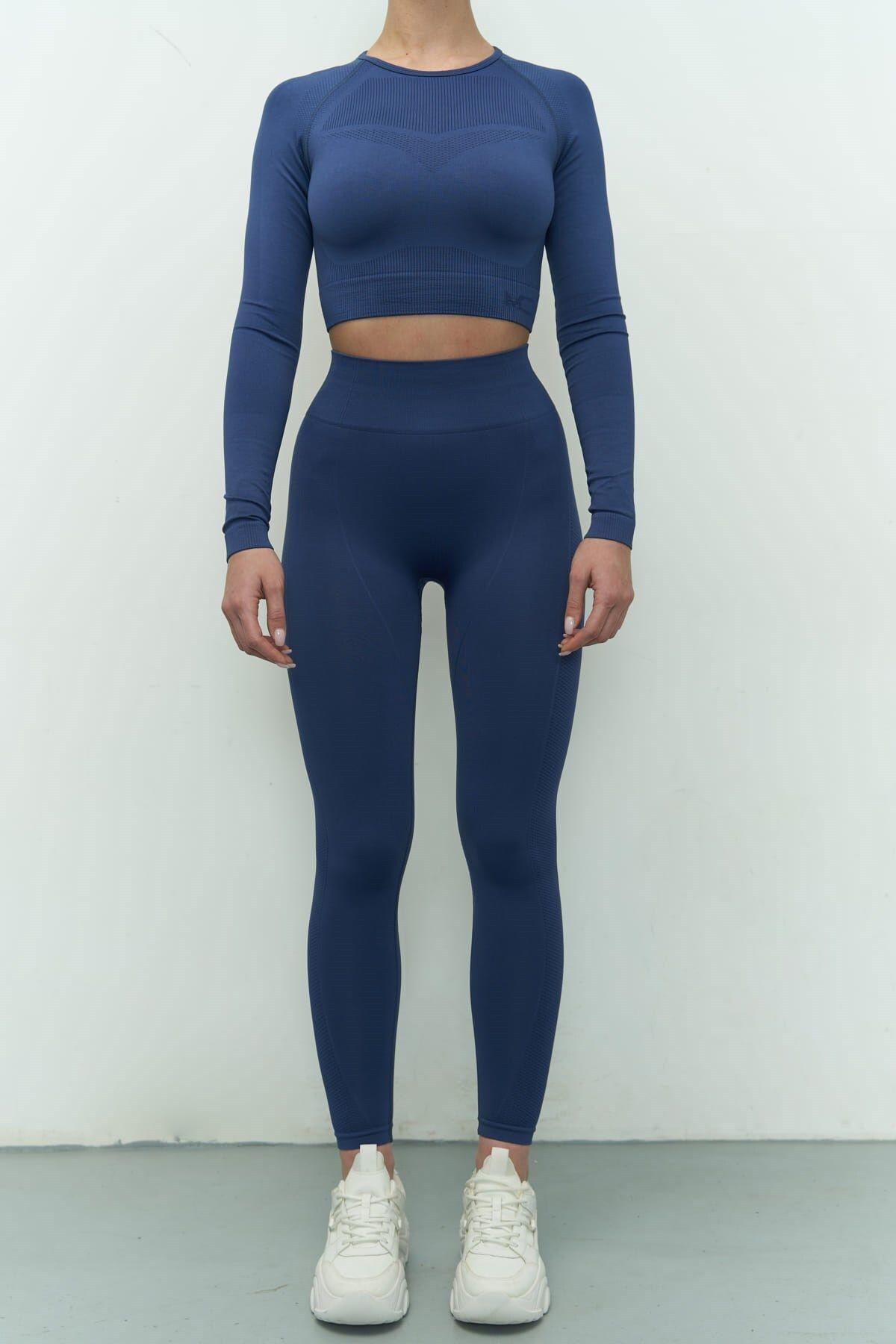 Mai Collection Sandra Indigo Long Sleeve Crop