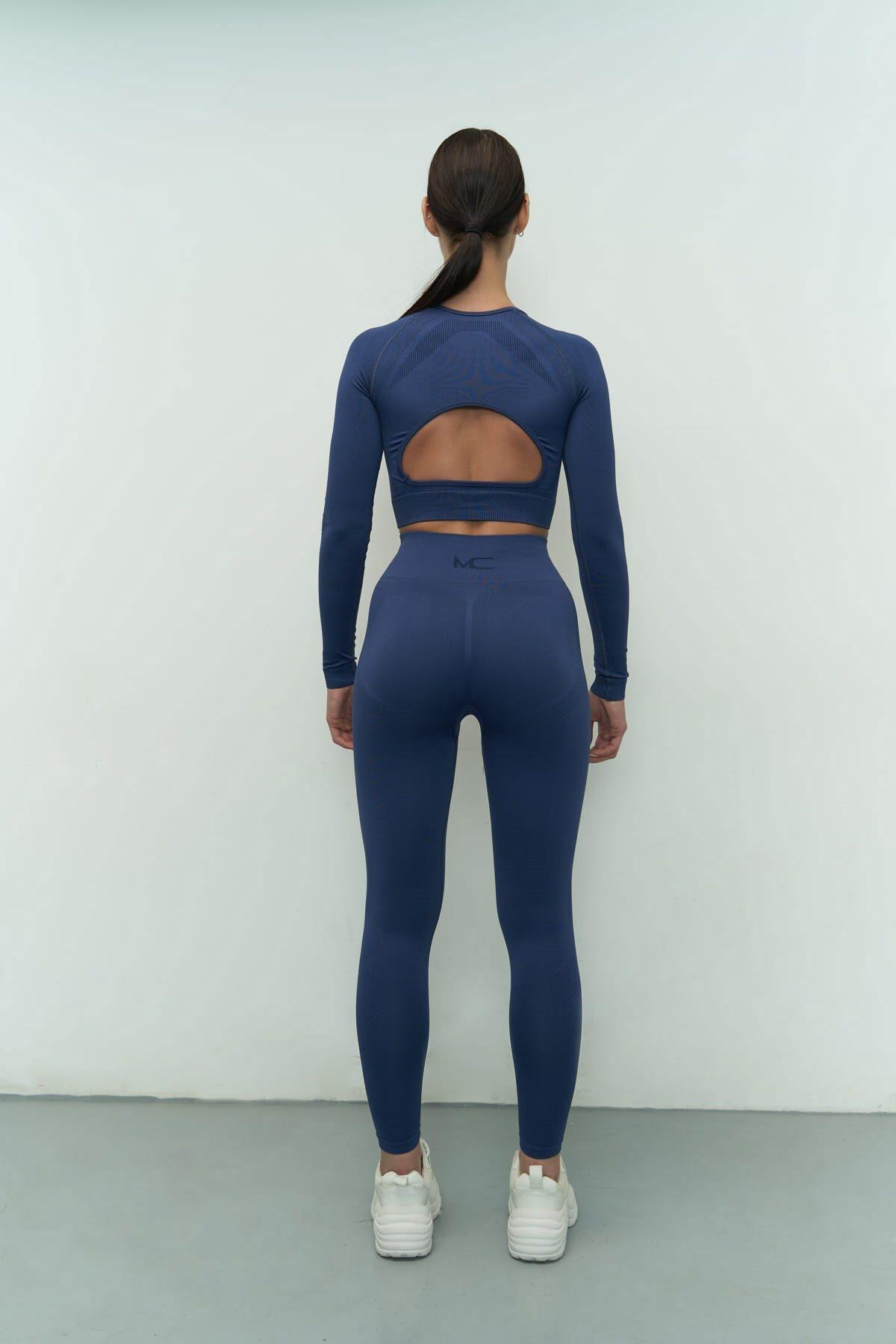 Mai Collection Sandra Indigo Long Sleeve Crop