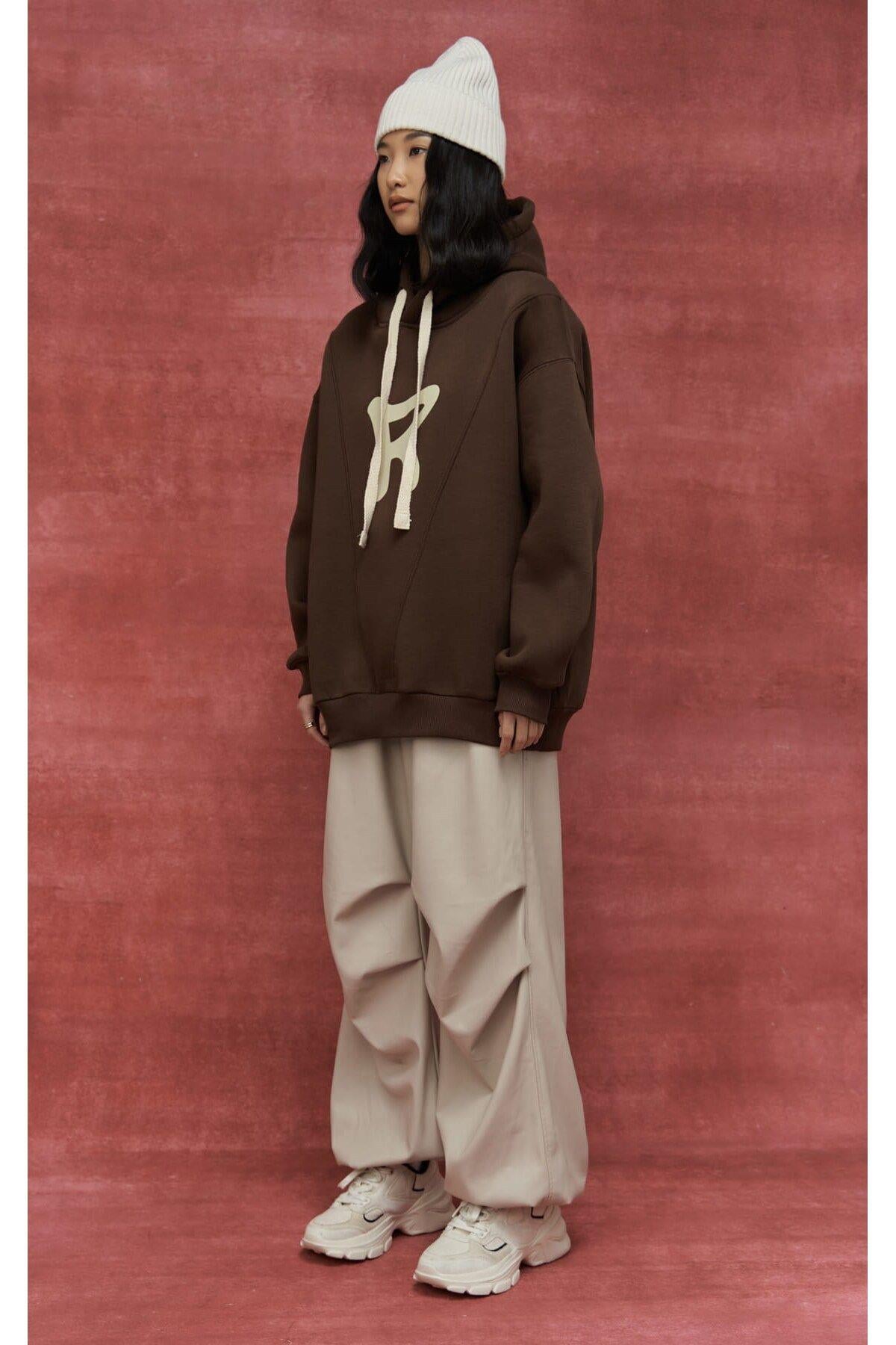 Mai Collection Sawyer Brown Oversize Hoodie Sweatshirt