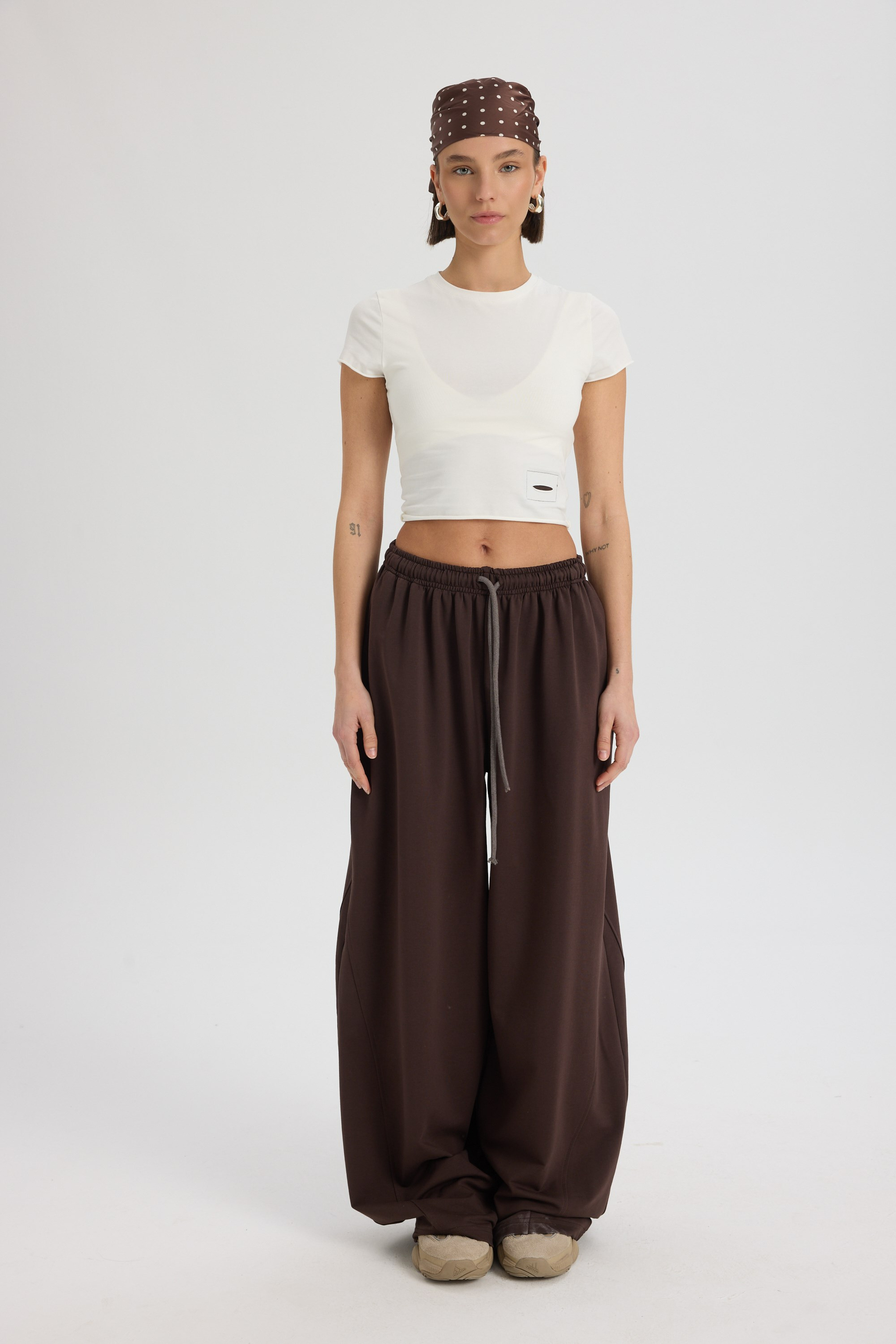 Scarlet Kahve Crop Eşofman Takım