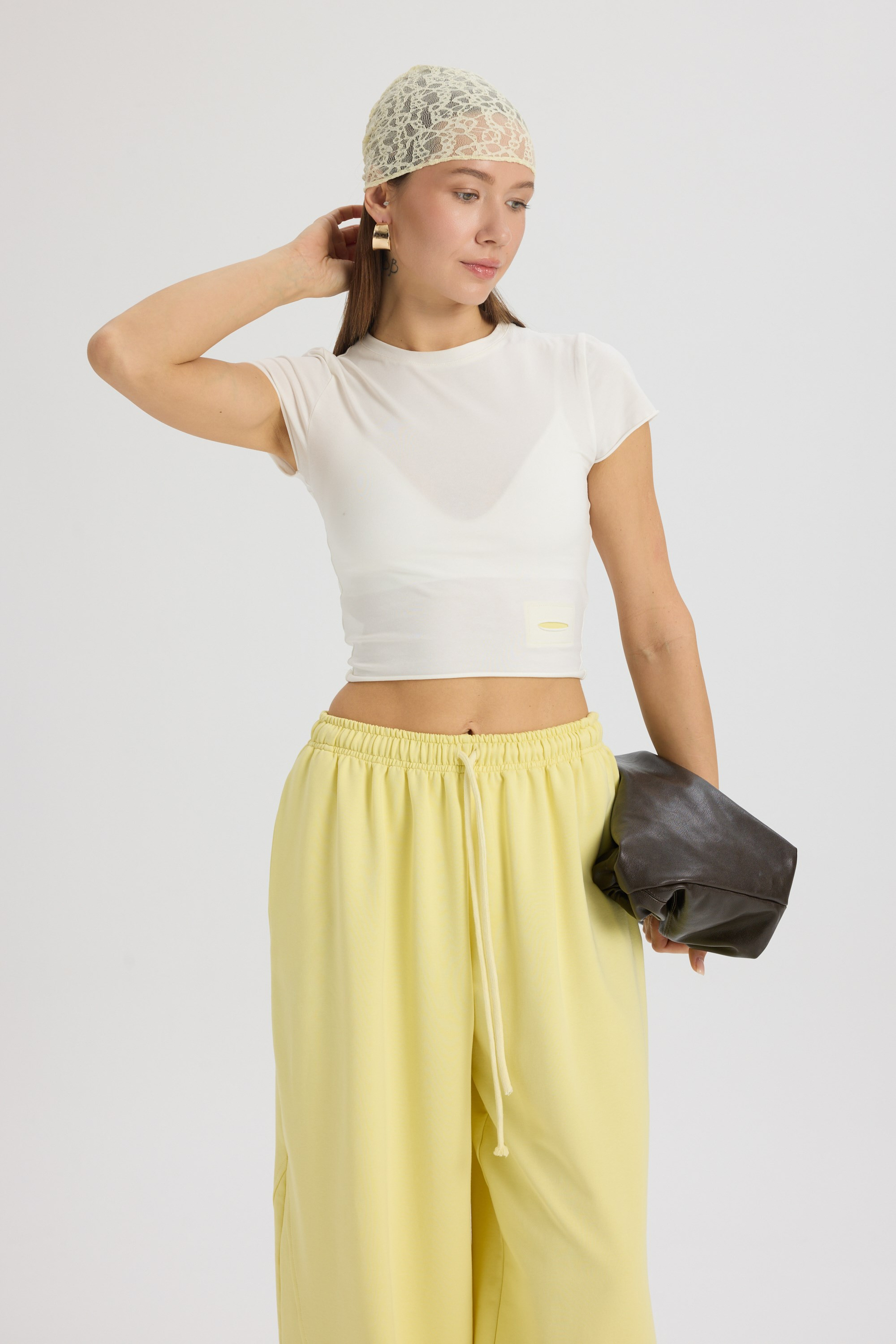 Scarlet Sarı Crop Eşofman Takım
