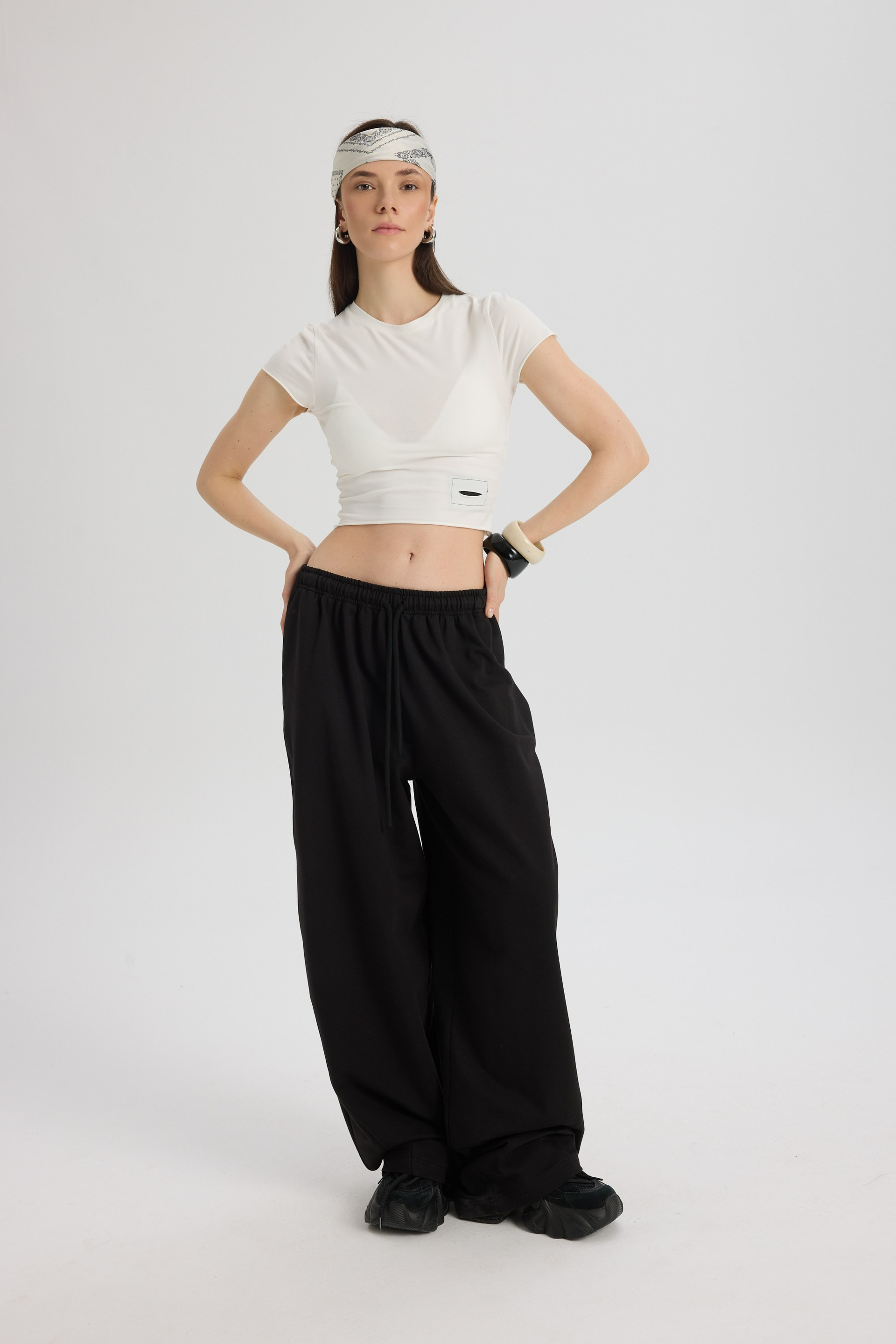 Scarlet Siyah Crop Eşofman Takım