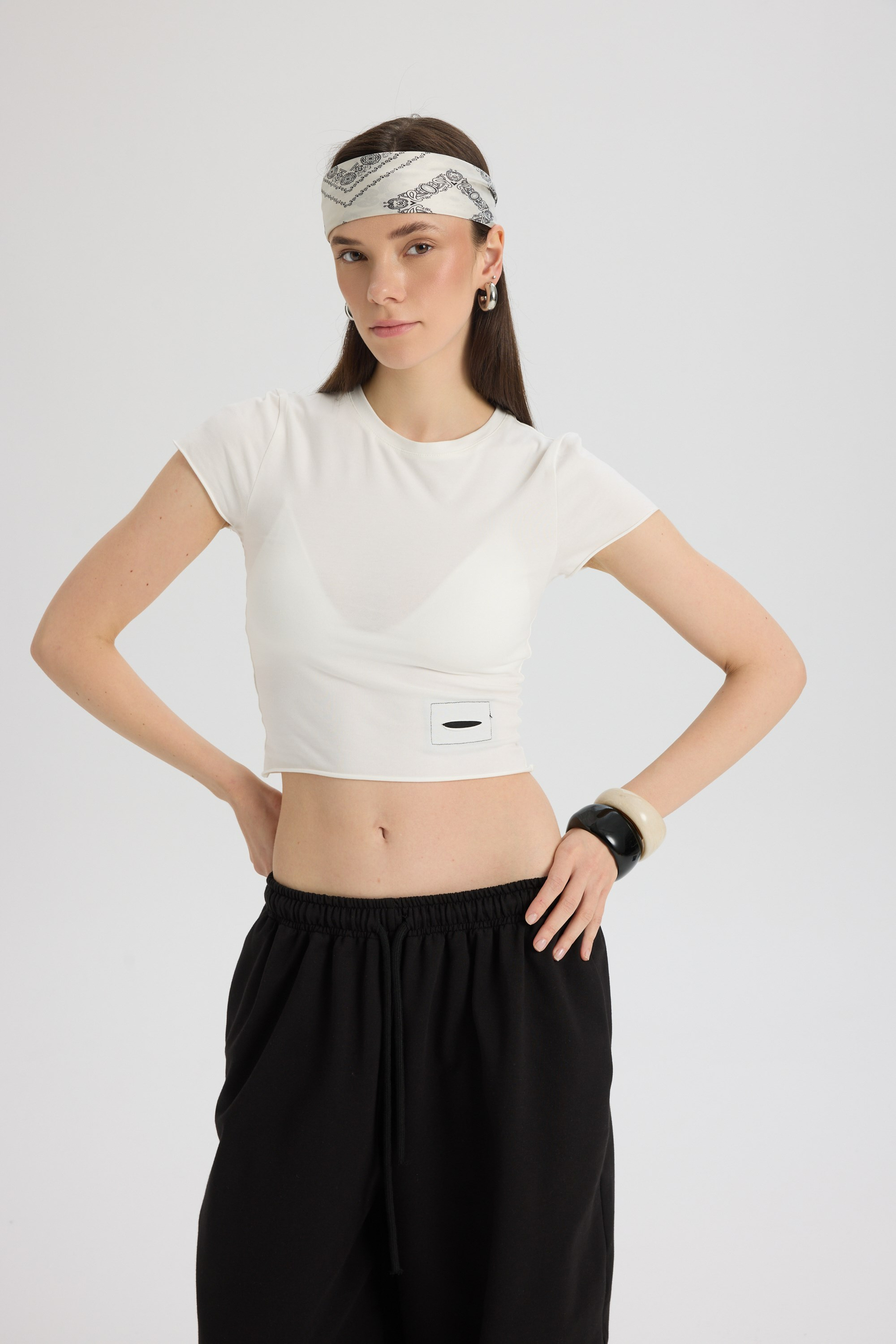 Scarlet Siyah Crop Eşofman Takım