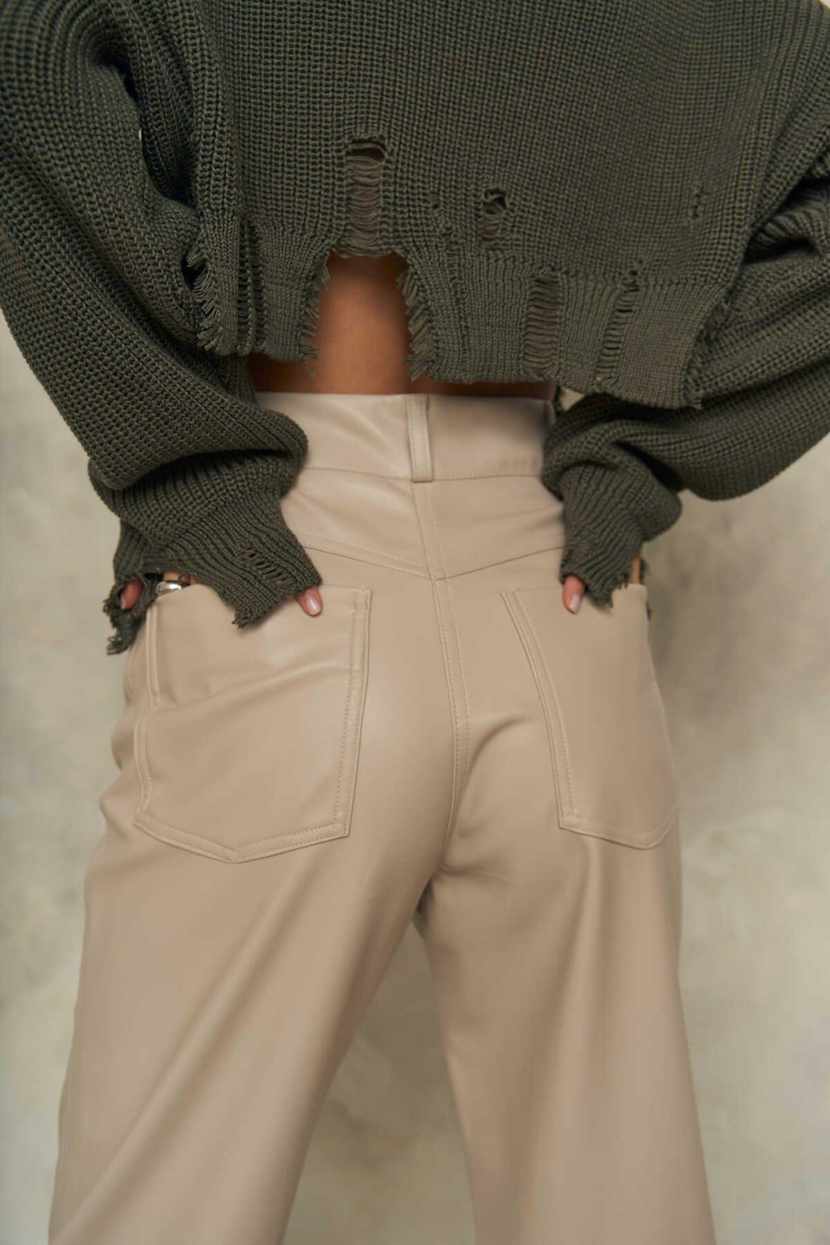 Scott Light Gray Leather Trousers