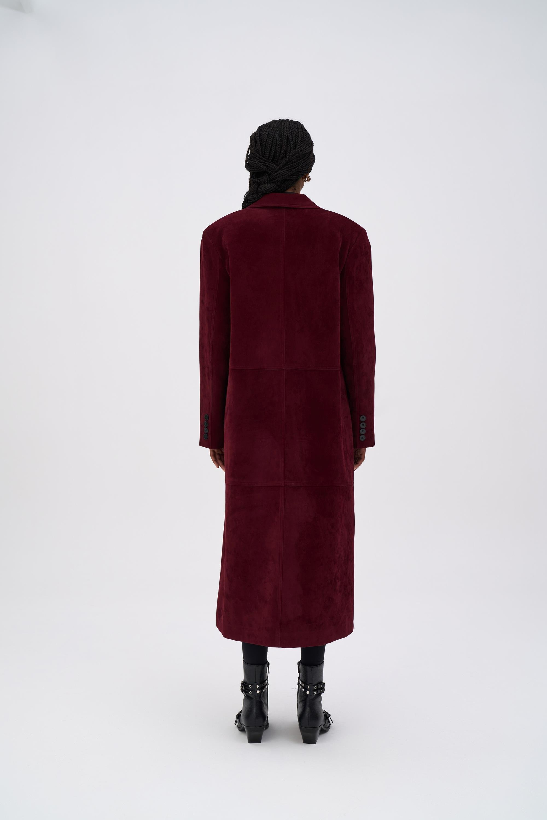 Selva Masculine Uzun Bordo Trençkot