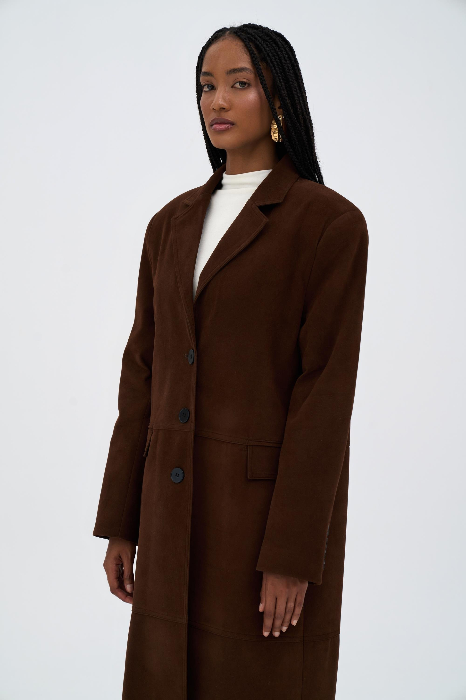 Selva Masculine Uzun Kahve Trençkot