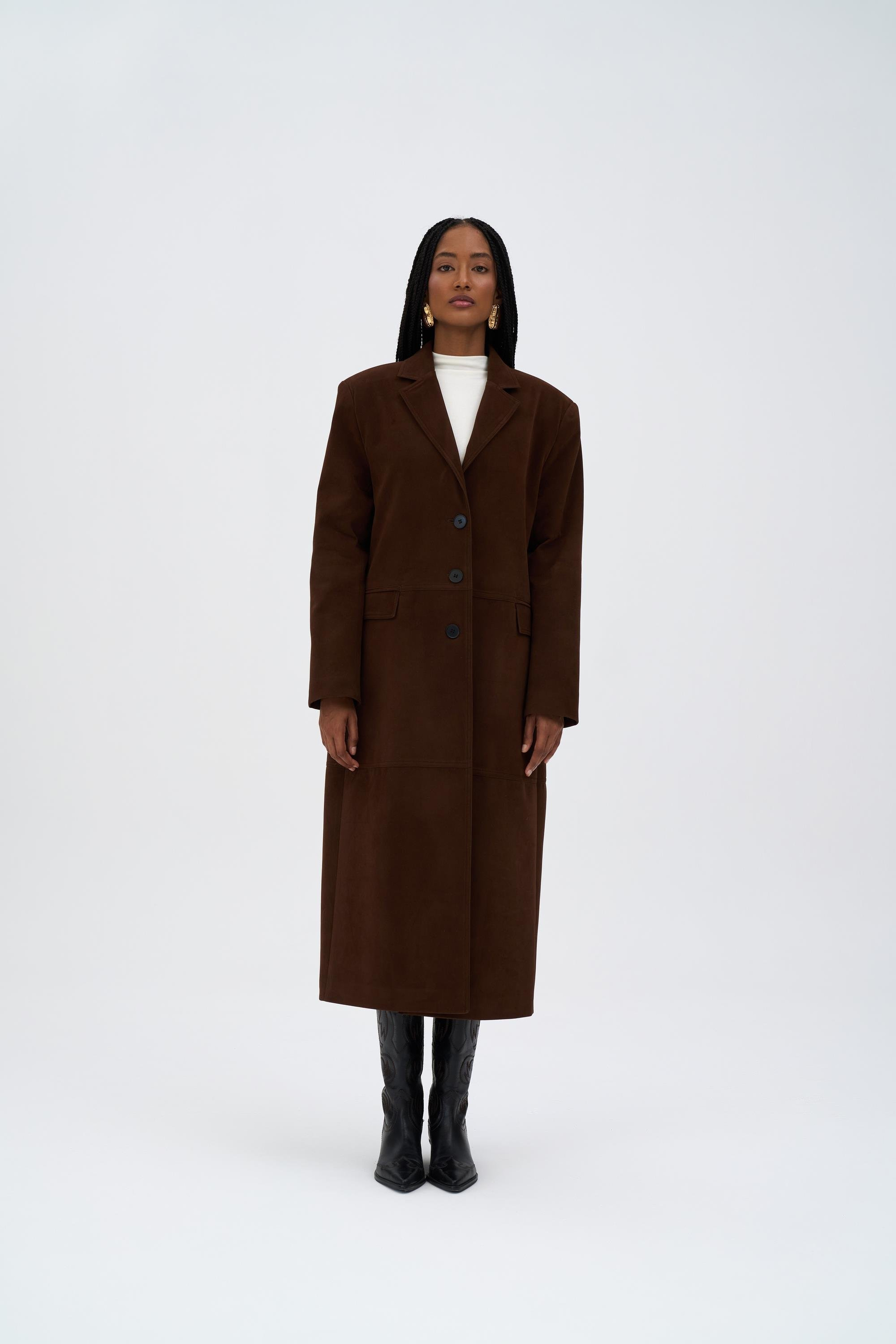 Selva Masculine Uzun Kahve Trençkot