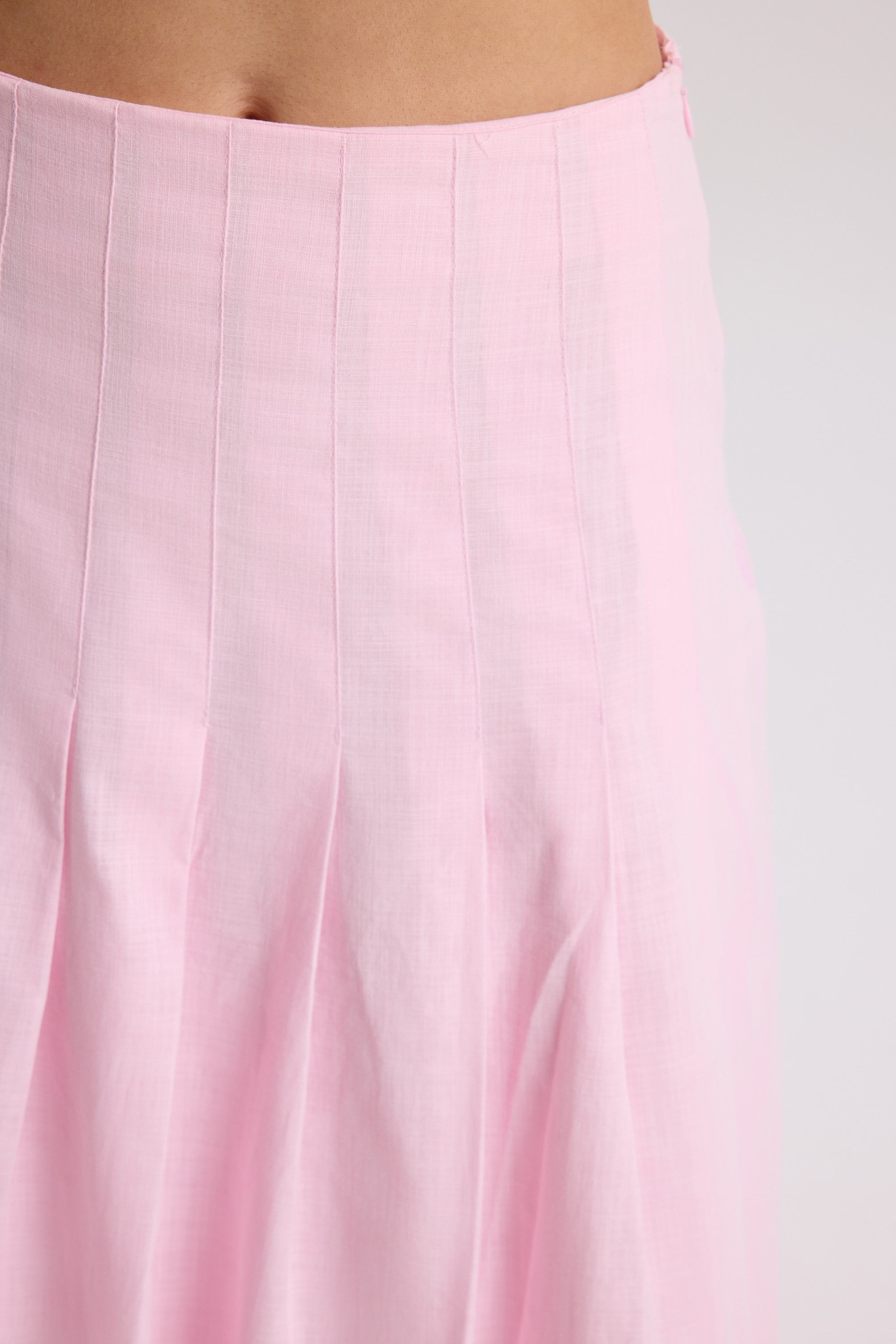 Sera Pleated Detail Pink Long Skirt