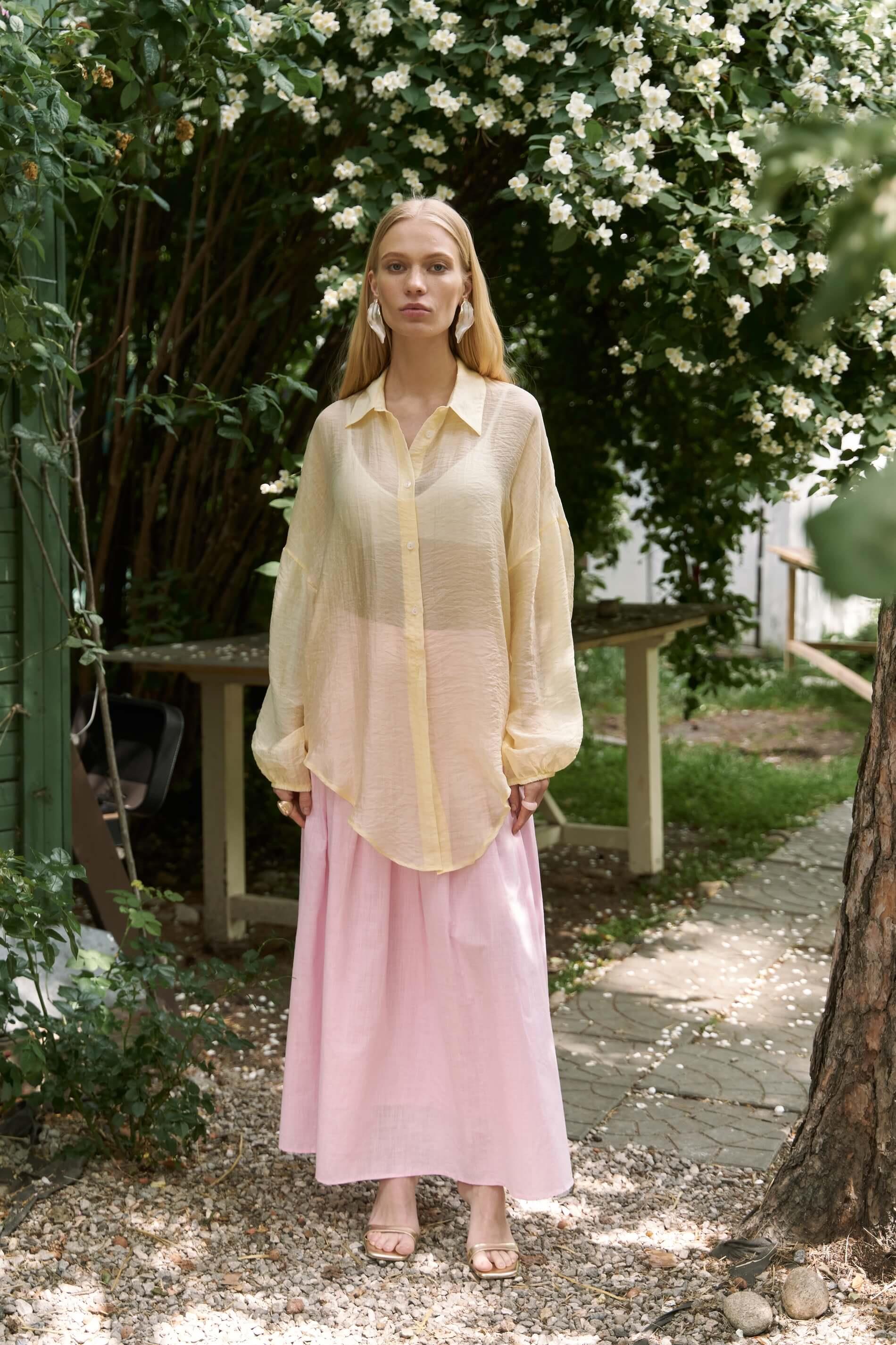 Sera Pile Detay Pembe Uzun Etek