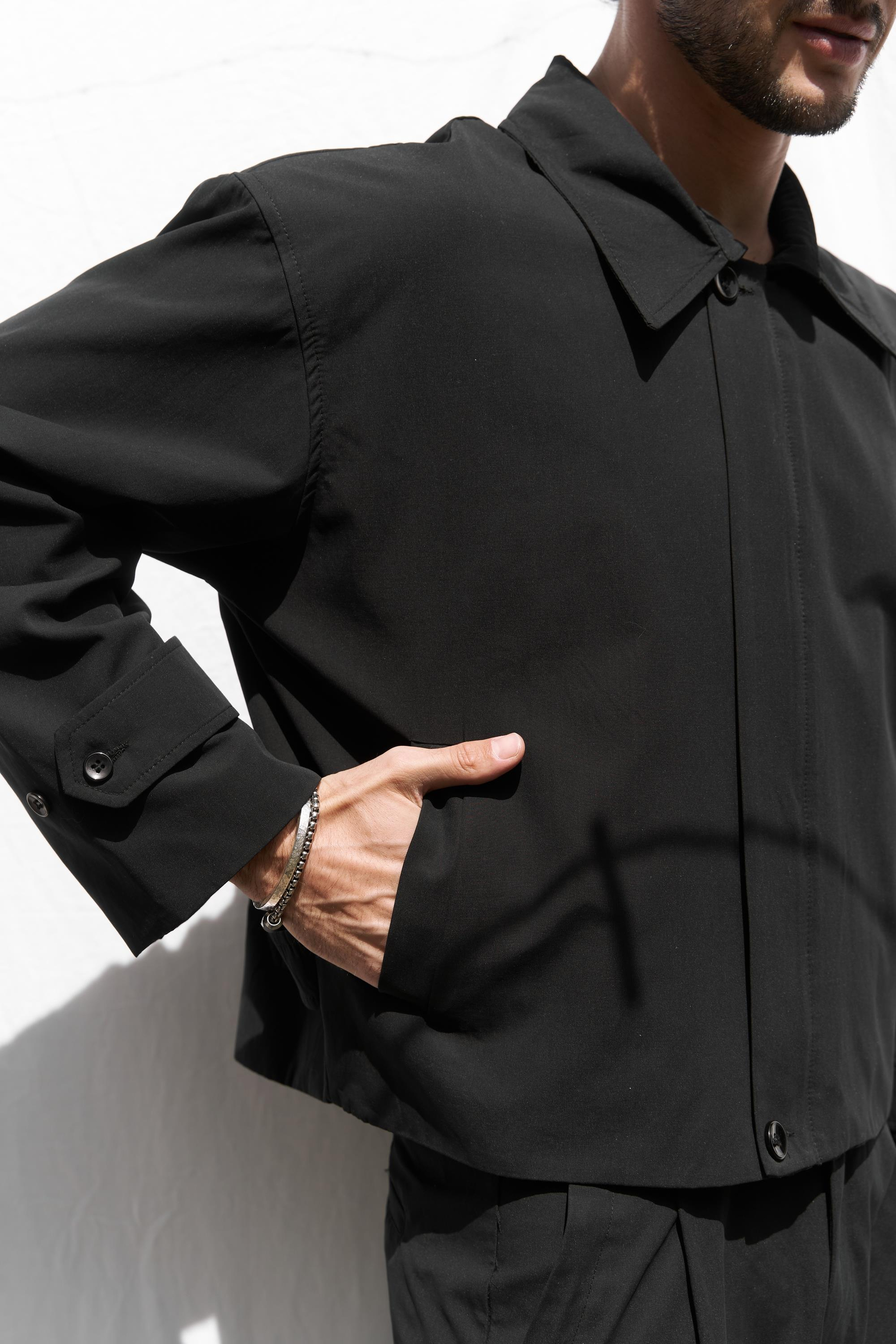 Sergio Kemer Detay Siyah Erkek Ceket