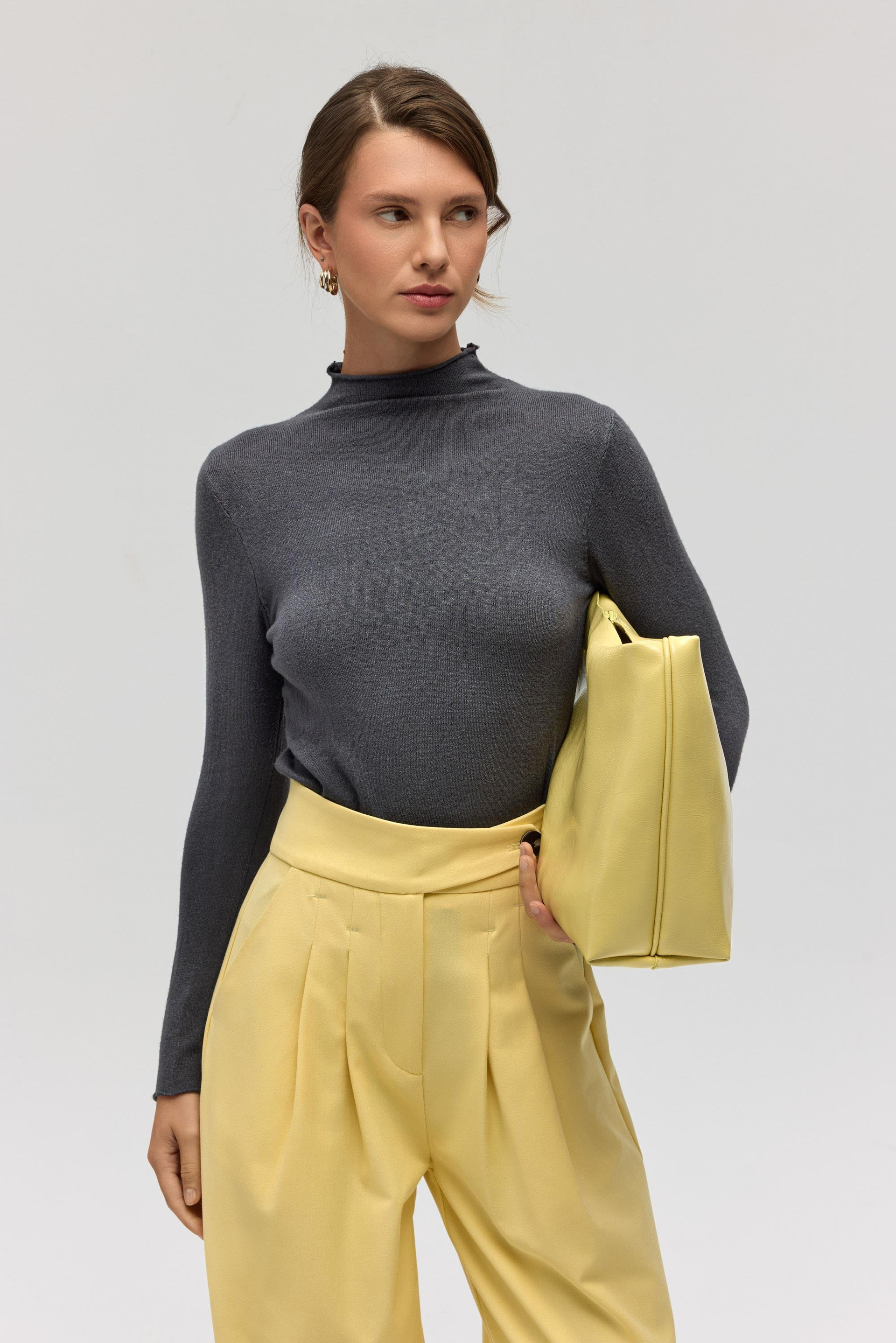 Serina Balıkçı Yaka Antrasit İnce Triko