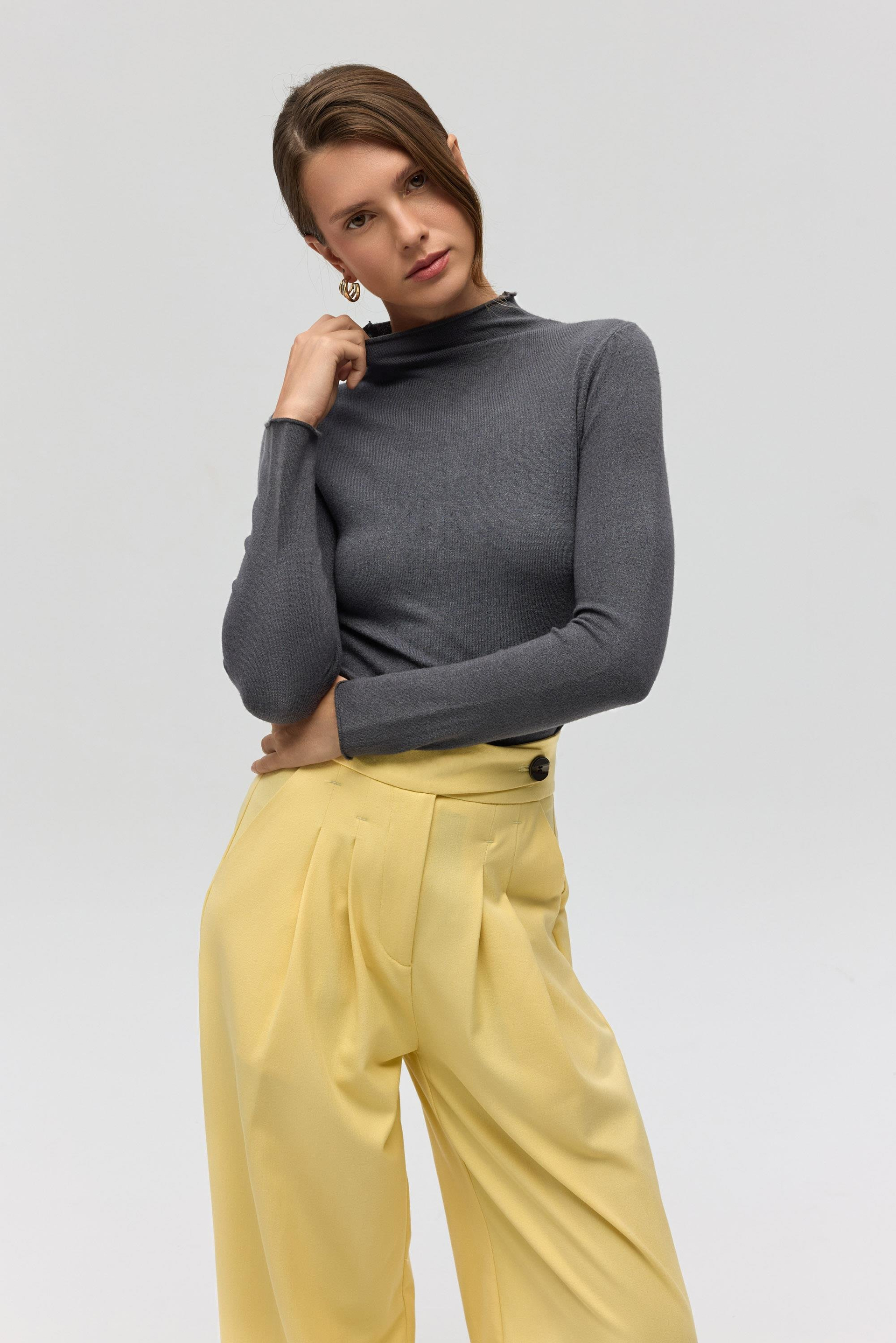 Serina Balıkçı Yaka Antrasit İnce Triko