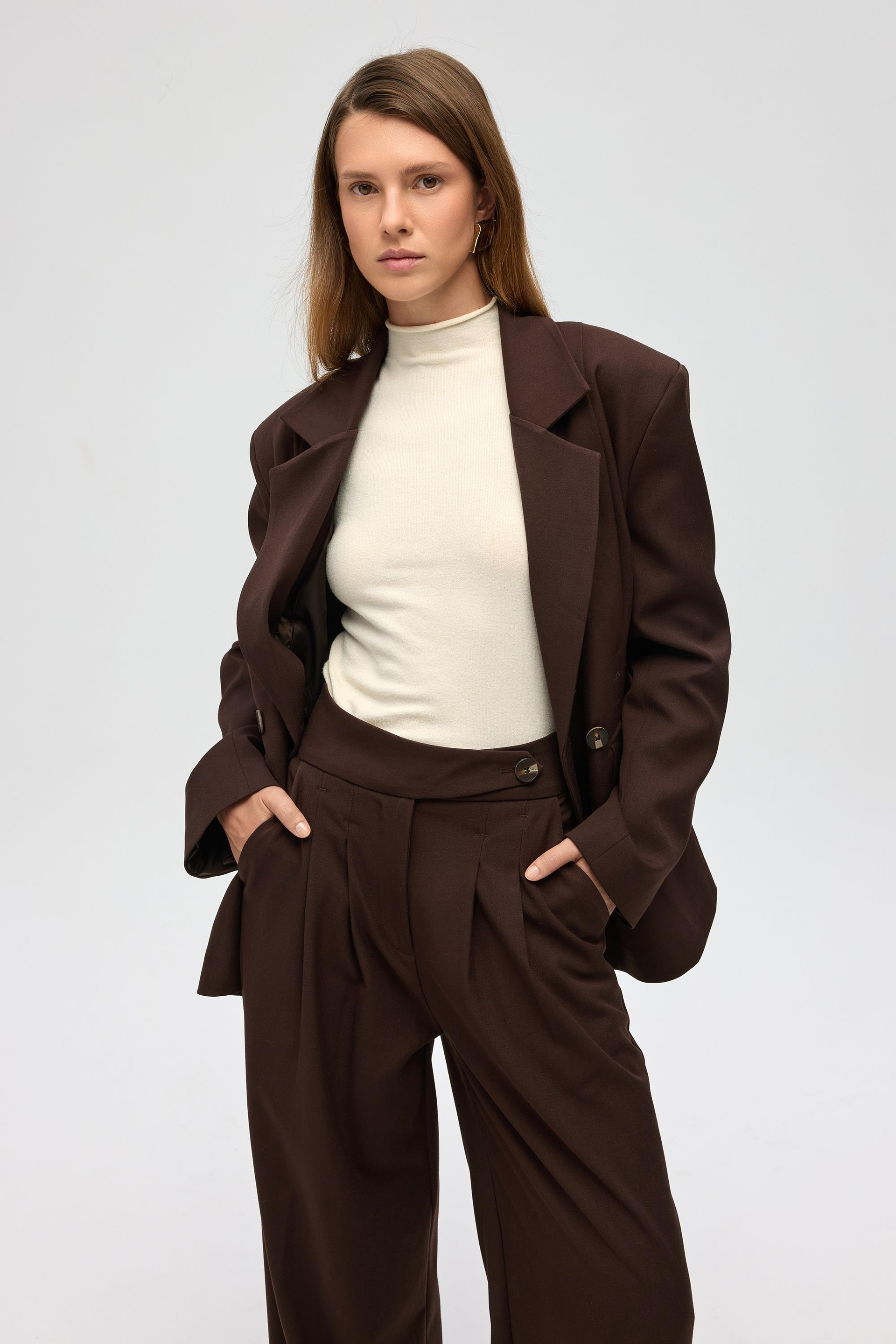 Serina Balıkçı Yaka Bej İnce Triko