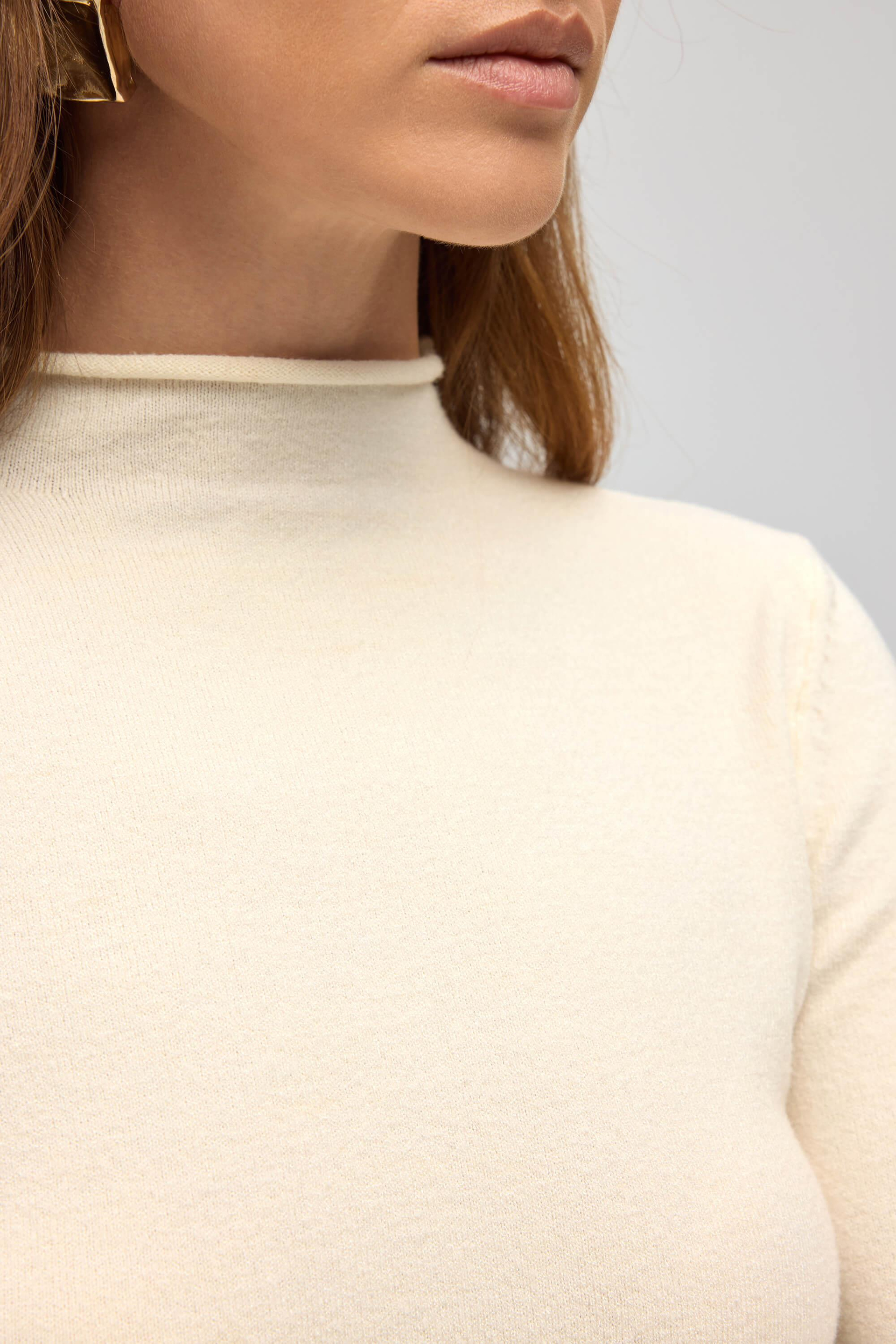 Serina Balıkçı Yaka Bej İnce Triko