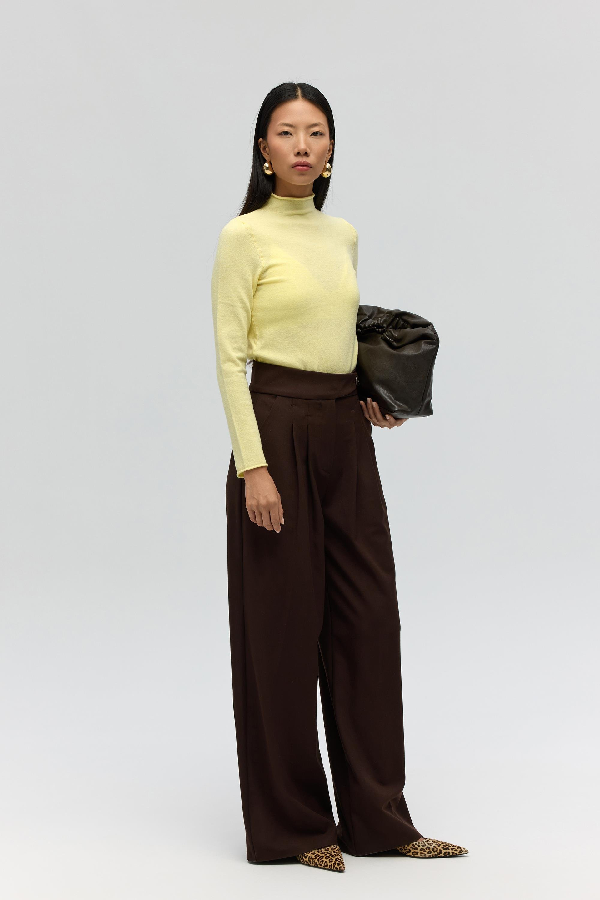 Serina Balıkçı Yaka Sarı İnce Triko