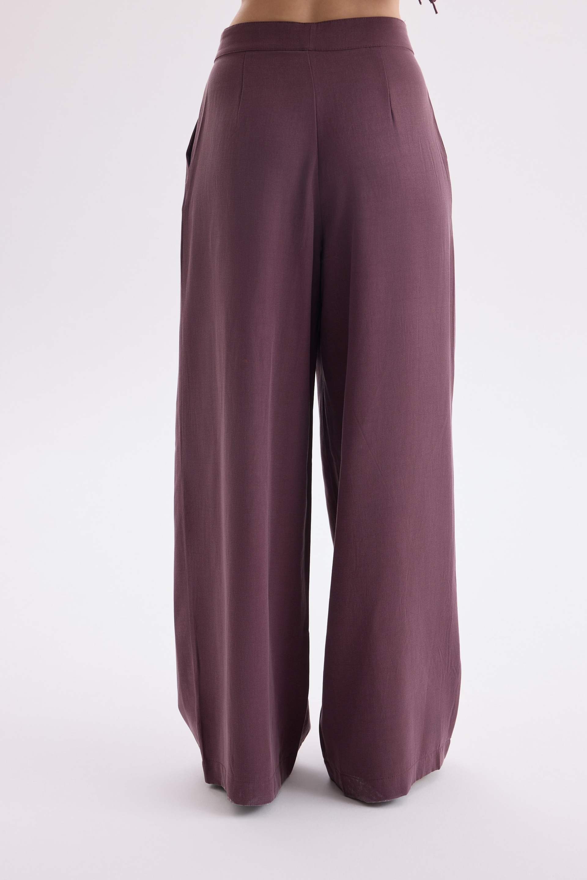 Shonas Lace-Up Detail Burgundy Vest Pants Set