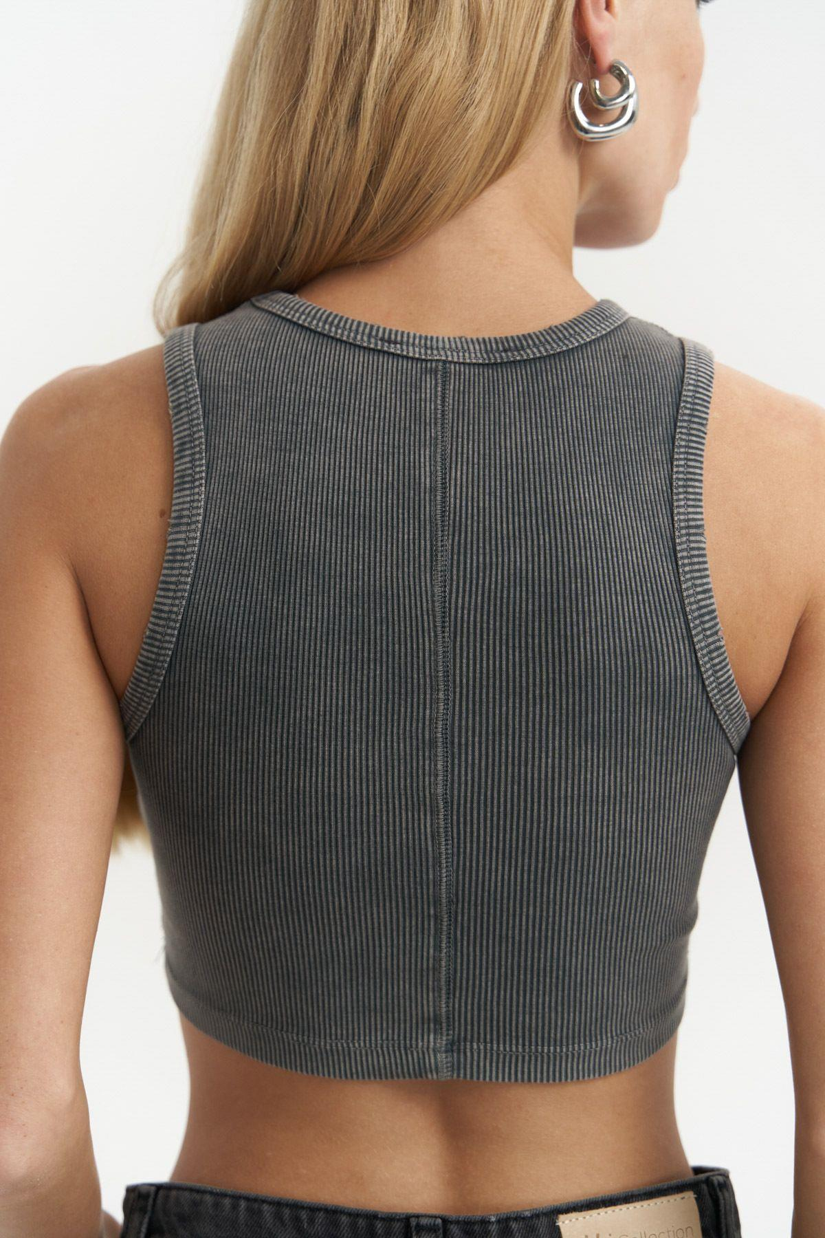 Shoulder Dark Gray Crop