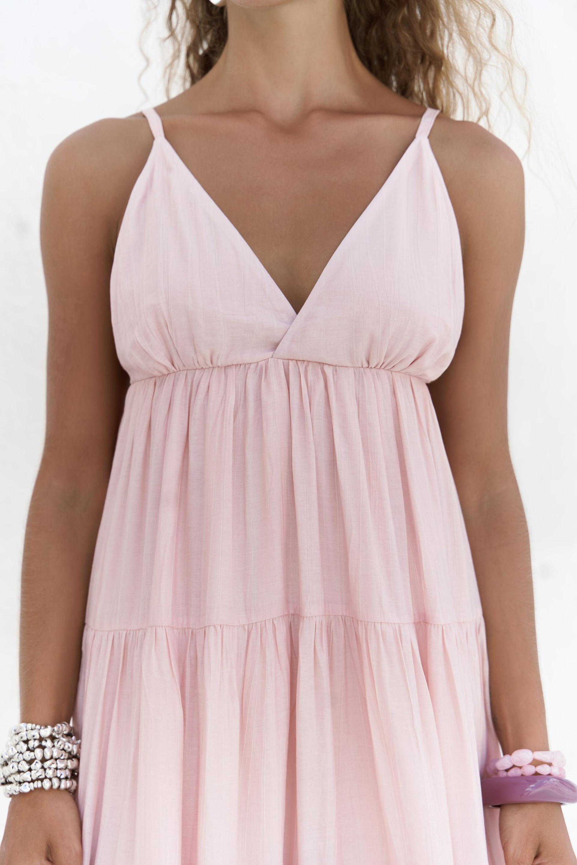 Siena Pembe Askılı Uzun Elbise