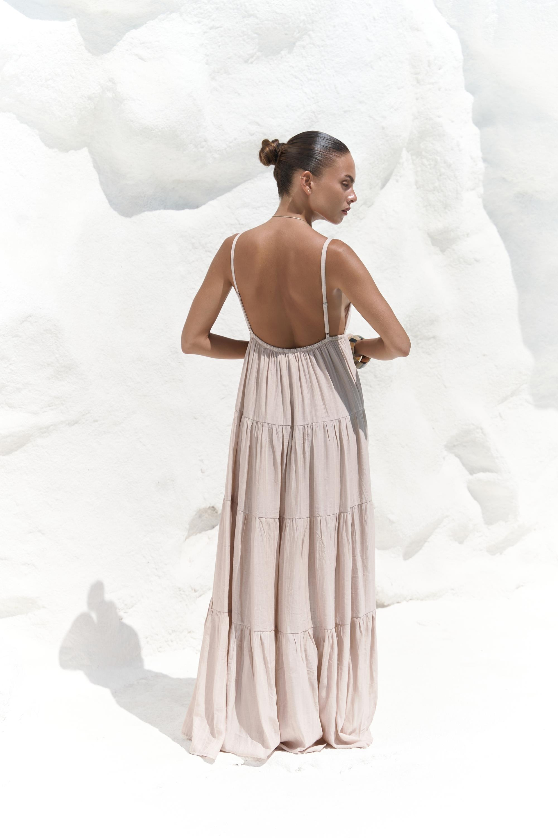 Siena Vizon Askılı Uzun Elbise