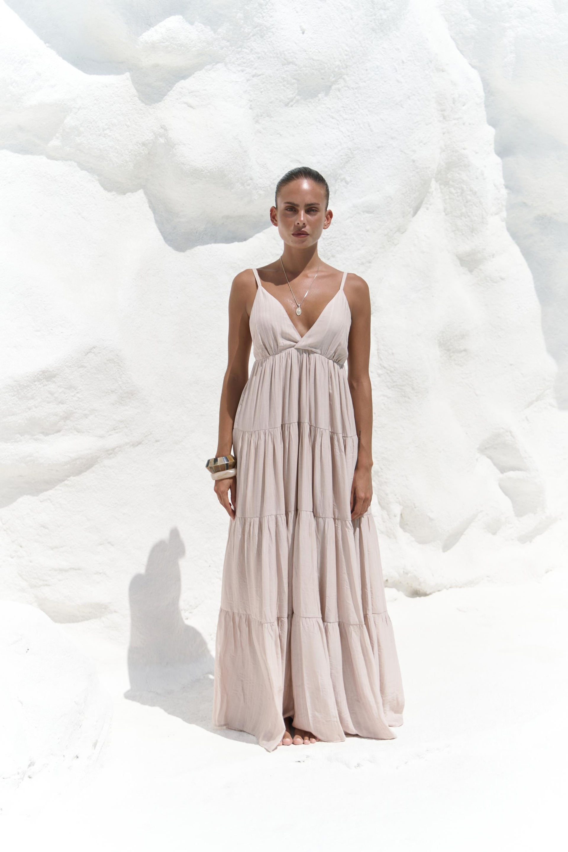 Siena Vizon Askılı Uzun Elbise