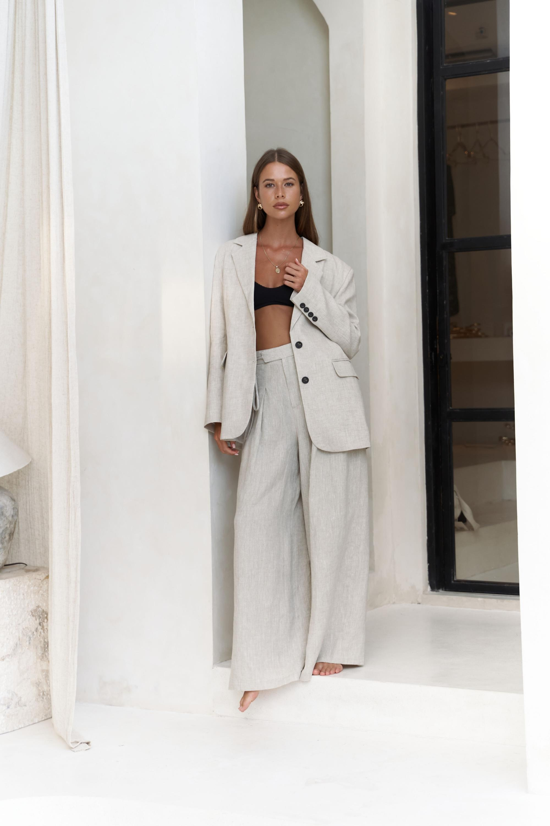 Sinai Keten Basic Naturel Blazer