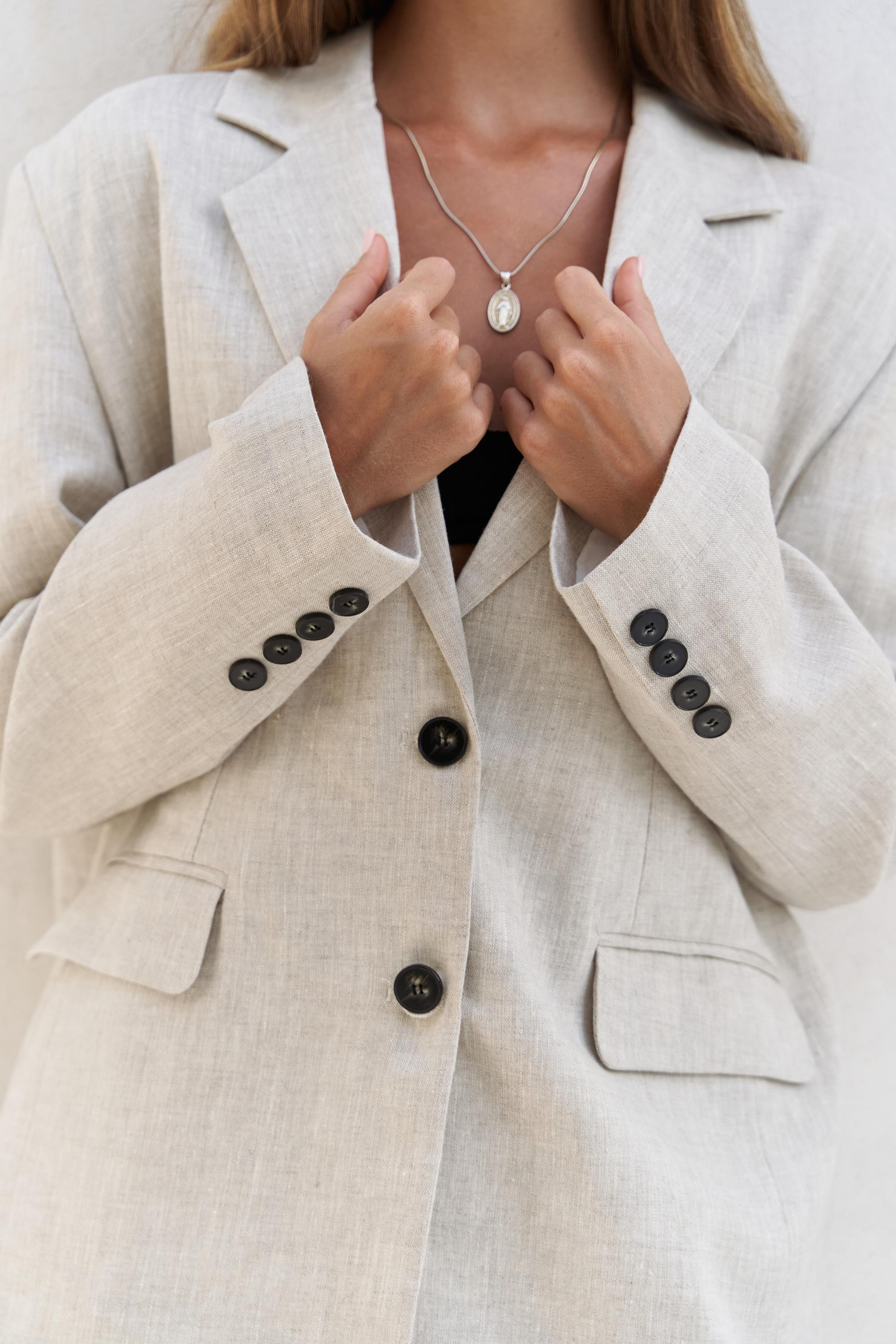 Sinai Keten Basic Naturel Blazer