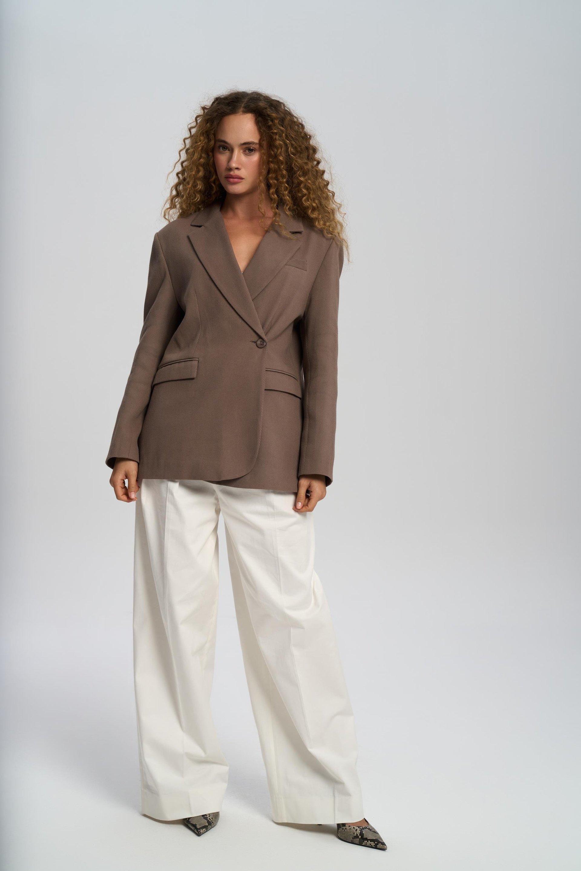 Solara Back Buttoned Mocha Blazer