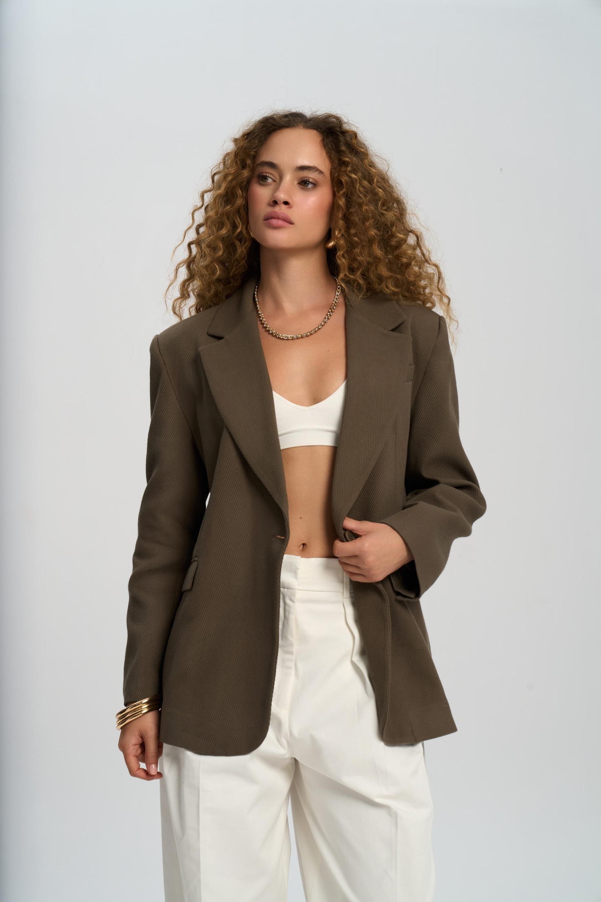 Solara Back Buttoned Green Blazer