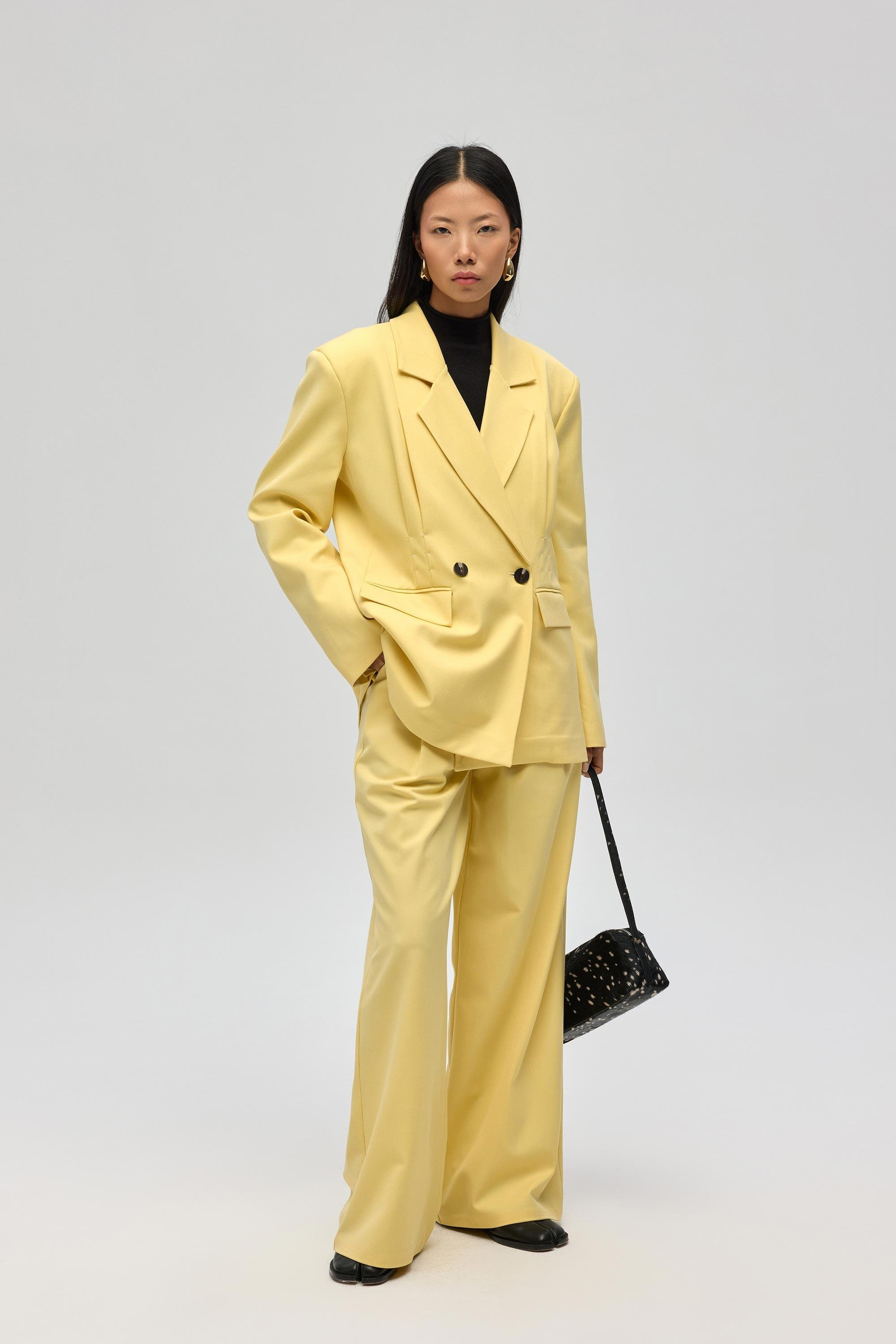 Solvei Kemer Detay Sarı Pantolon