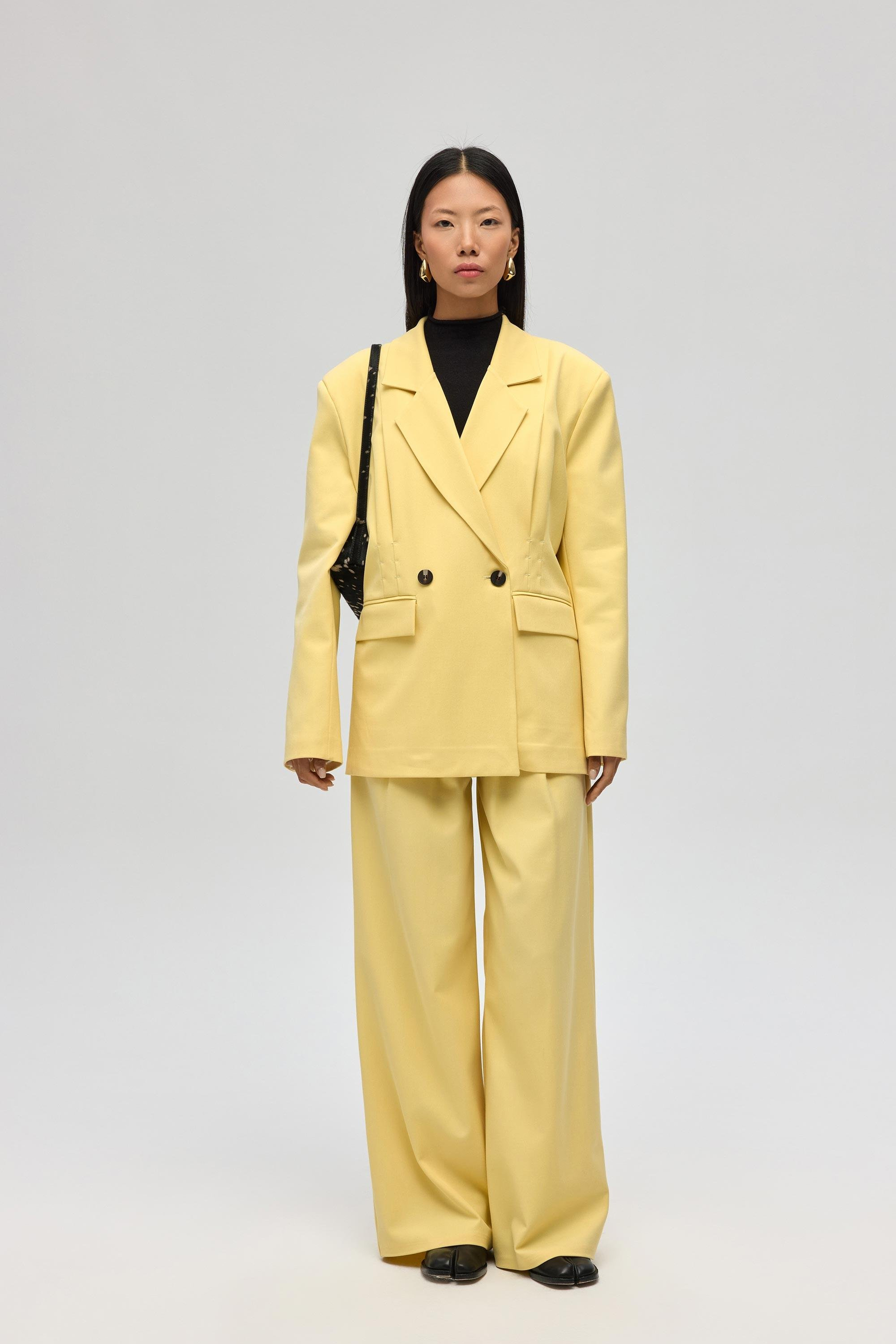 Solvei Pile Detay Sarı Blazer