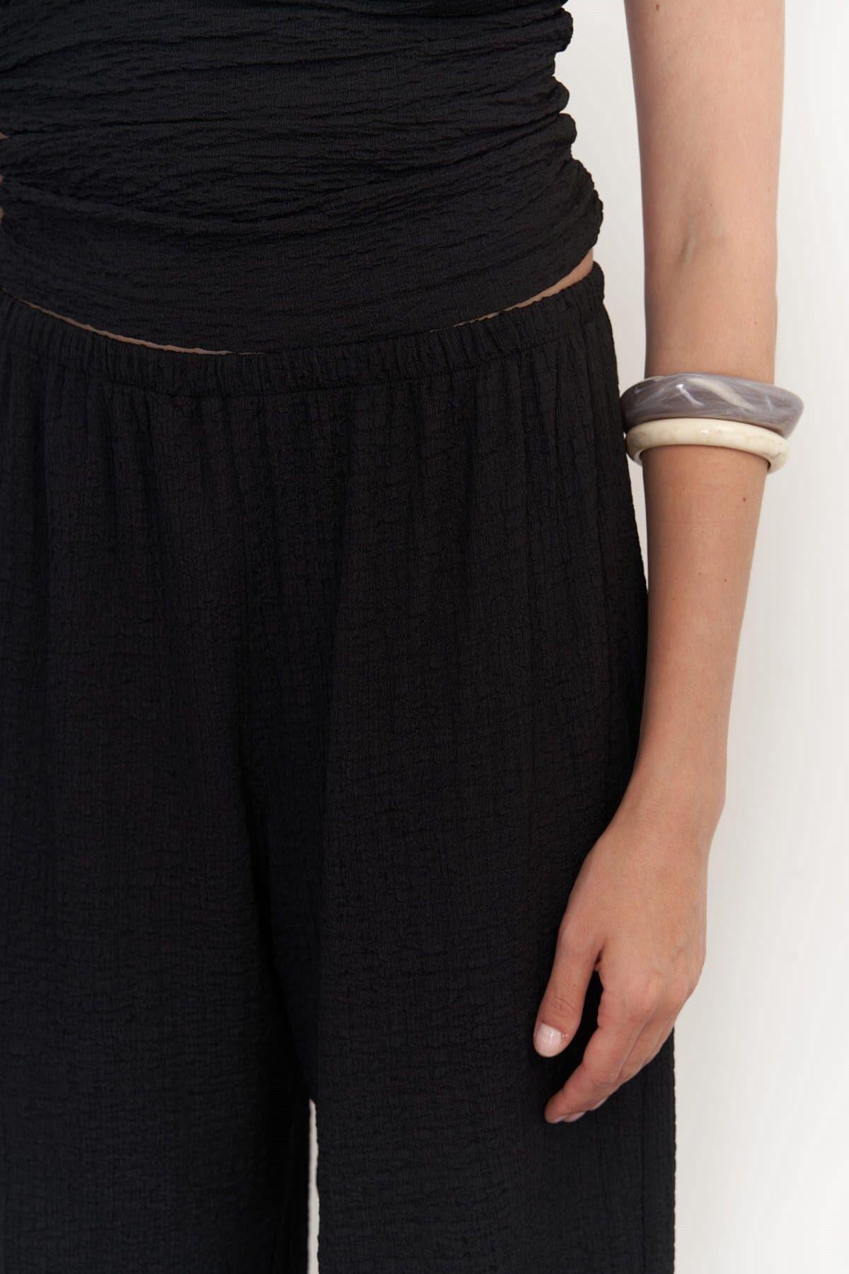 Sona Black Asymmetrical Blouse & Trousers Set