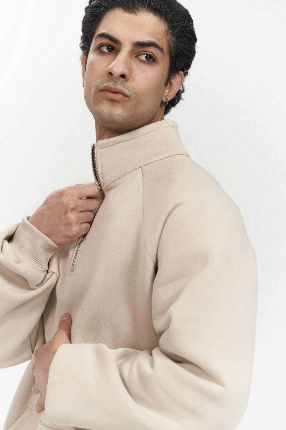 Stephen Men's Zip-Up Beige Tracksuit