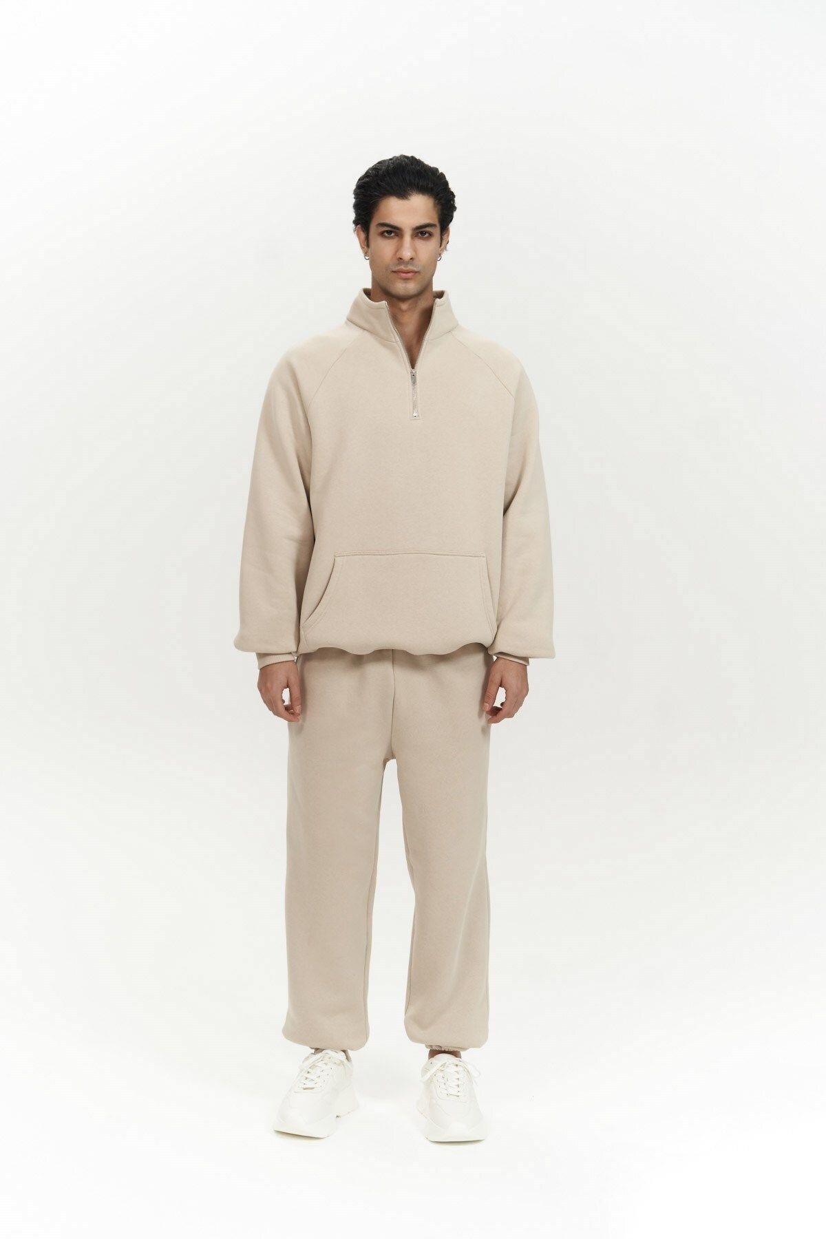 Stephen Men's Zip-Up Beige Tracksuit