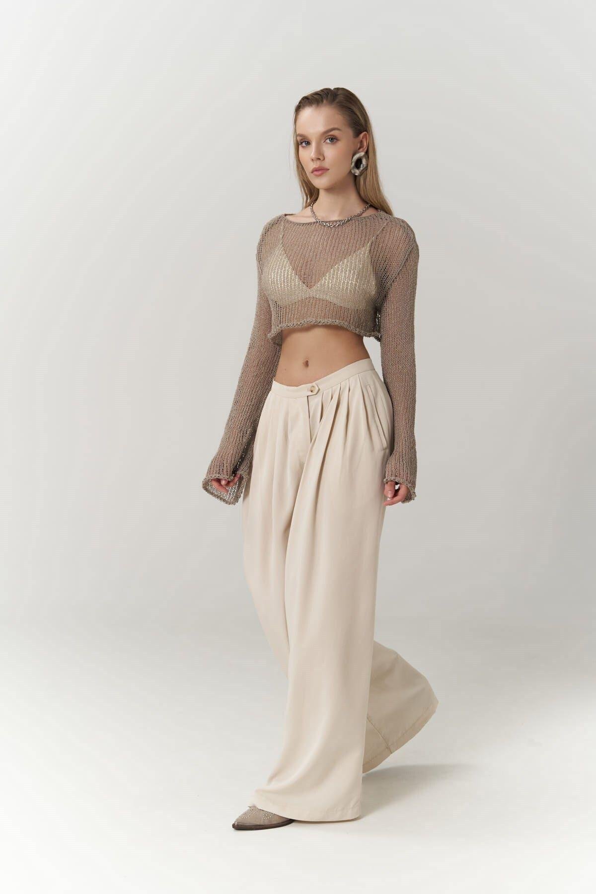 Steven Beige Palazzo Trousers
