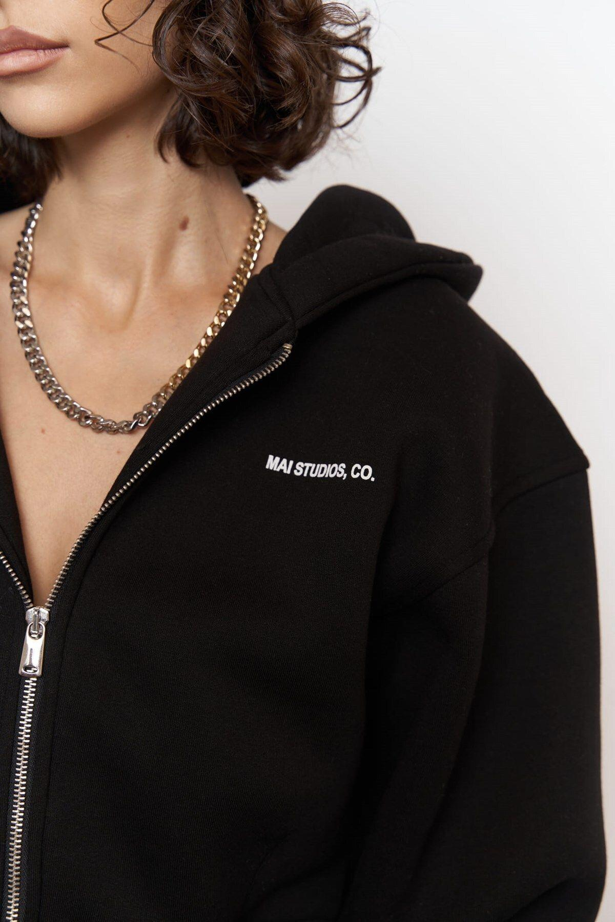 Studios Crop Siyah Eşofman Takım